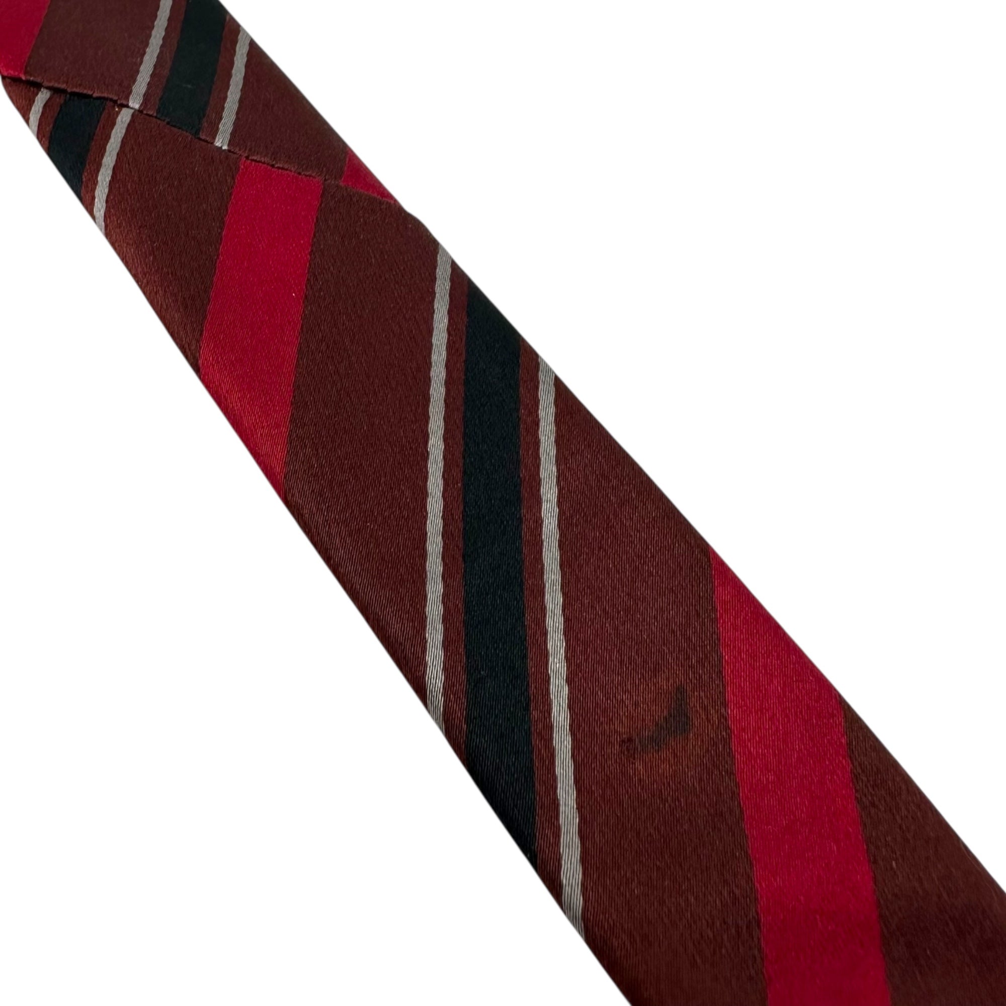 Dior HOMME(ディオールオム) 04AW by Hedi Slimane Narrow Regimental Tie エディ スリマン ナロー レジメンタル タイ レッド×ブラウン エディ期 アーカイブ ネクタイ