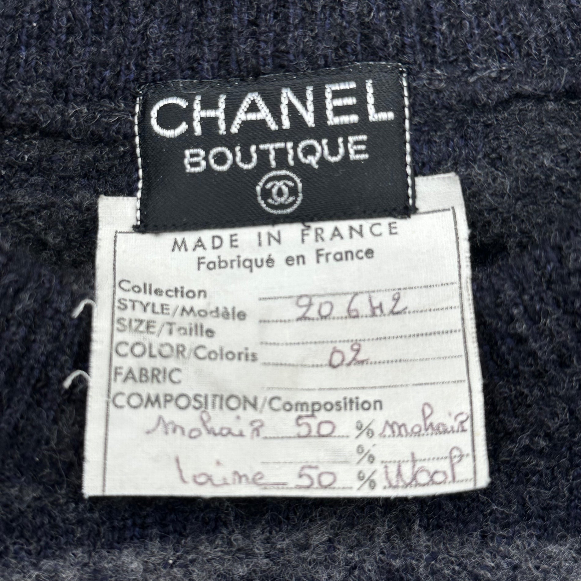 CHANEL(シャネル) 1980's Mohair gradient striped knit モヘア グラデーション ボーダー ニット 表記無(XL程度) ネイビー×ブラウン 80年代 ヴィンテージ 手書きタグ メンズサイズ