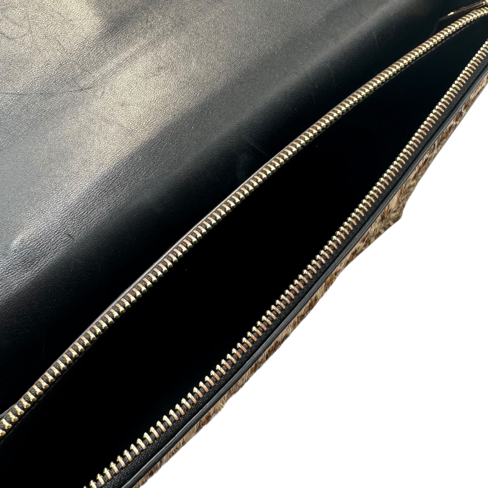 CELINE(セリーヌ) 2019SS By Hedi Slimane Cartable Leopard Briefcase エディ期 カータブル スモール ブリーフケース - レオパード F-MP-2199 ブラック×ブラウン ハンド バッグ ビジネス ハラコ