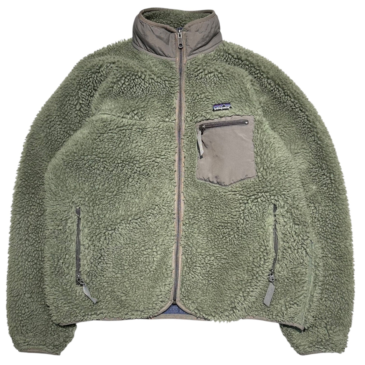 Patagonia(パタゴニア) 2002AW USA made CLASSIC RETRO CARDIGAN クラシック レトロ カーディガン 23024 L モスグリーン 00's USA製 ヴィンテージ ボア フリース ジャケット