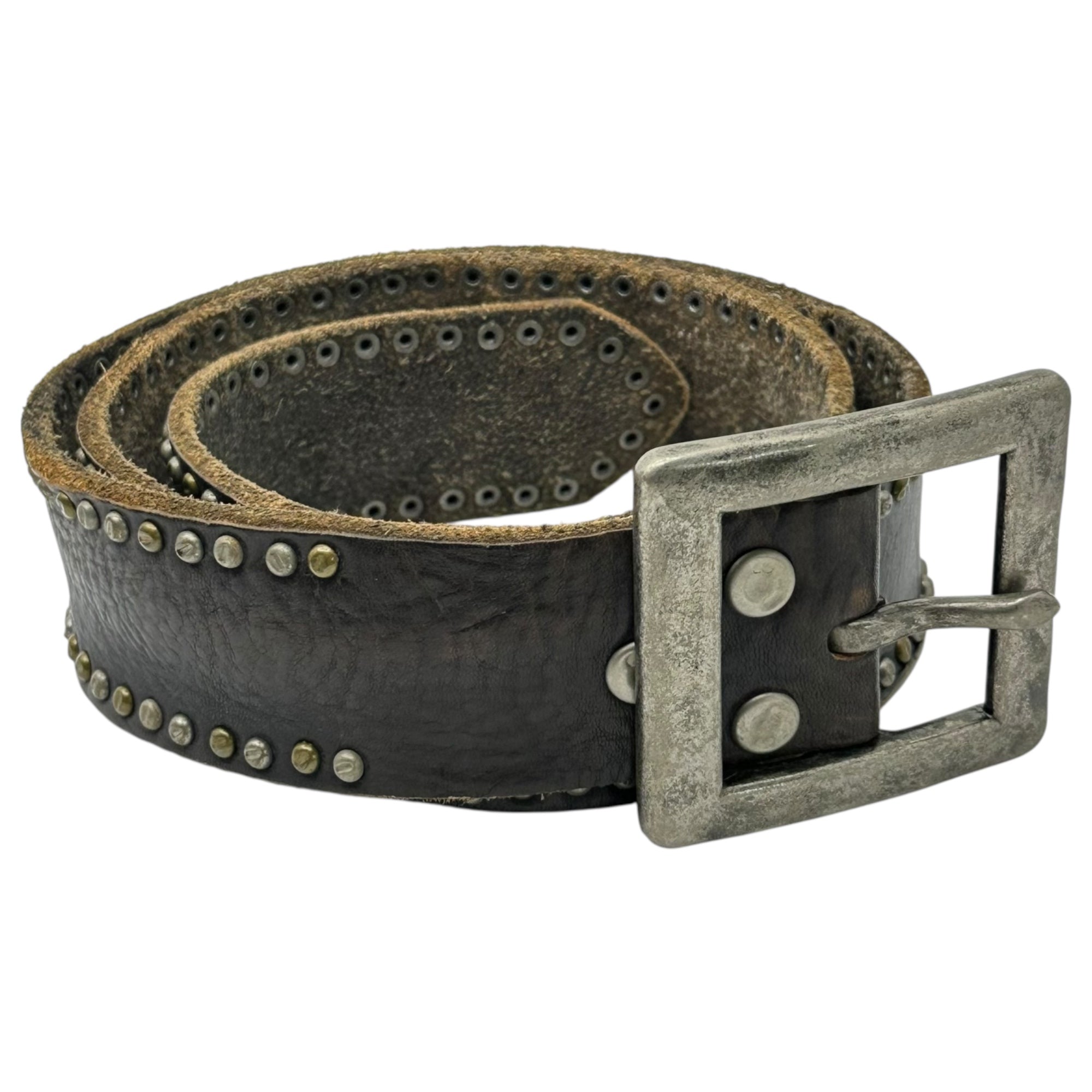 Hawk company(ホークカンパニー) Studded Leather Belt スタッズ レザー ベルト M ブラウン