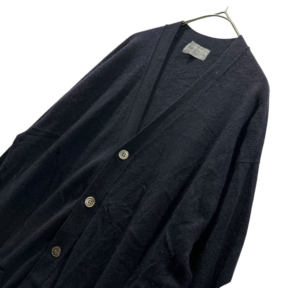 COMME des GARCONS HOMME(コムデギャルソンオム) 1980's All-Cashmere 5-Button Cardigan オール カシミヤ 5ボタン カーディガン HN-050030 FREE ダークネイビー AD表記無 80s アーカイブ 川久保玲本人期