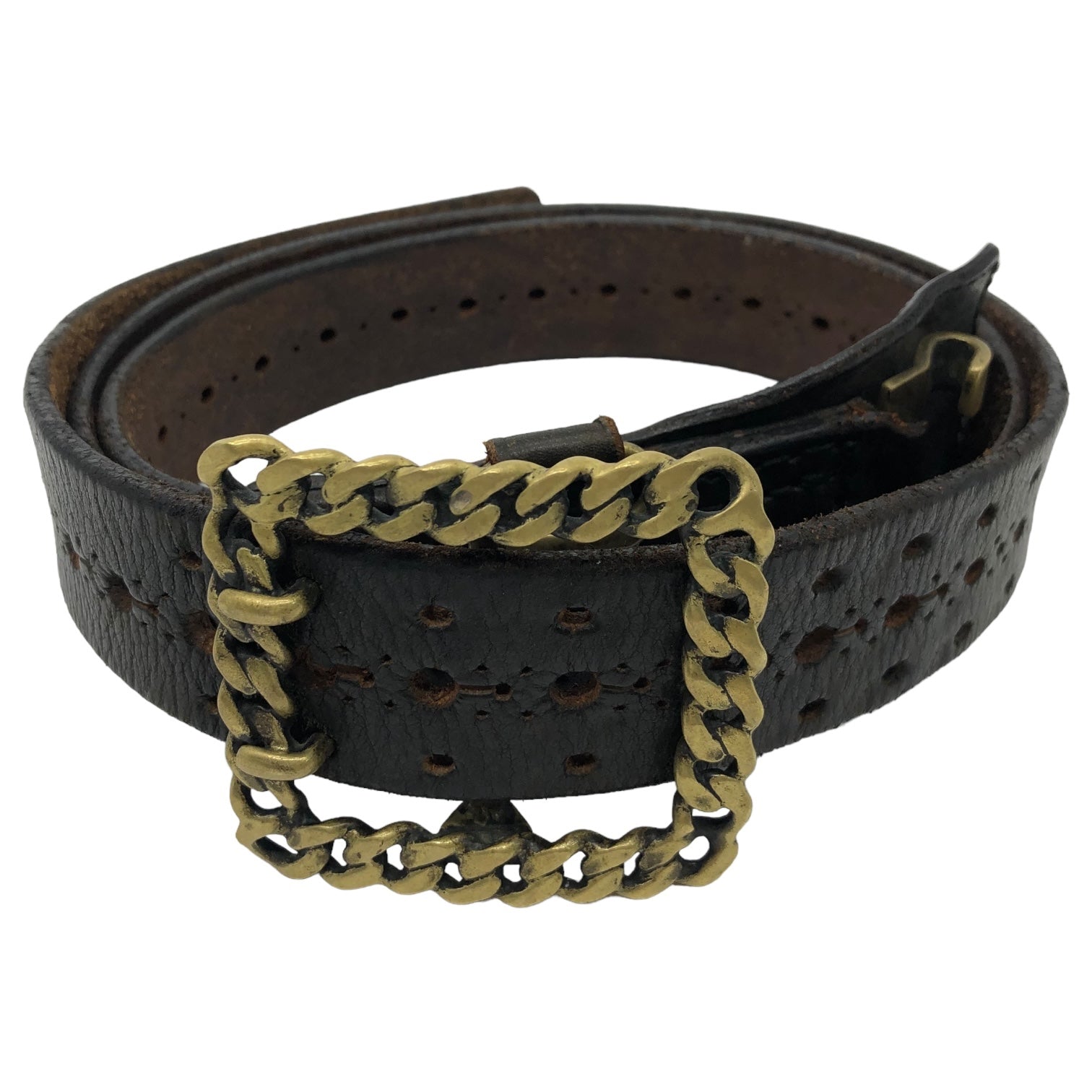 N.HOOLYWOOD(エヌハリウッド ミスターハリウッド) 04AW Kihei chain buckle medallion leather belt 喜平 チェーン バックル メダリオン レザー ベルト ブラック アーカイブ 00’s