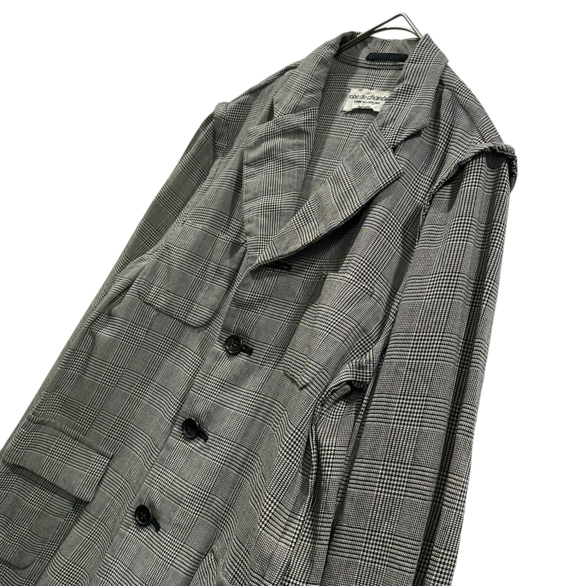 robe de chambre COMME des GARCONS(ローブドシャンブルコムデギャルソン) 1999SS Wool and Nylon Glen Check Half Coat ウール ナイロン グレンチェック ハーフ コート RJ-100040 FREE ブラック×アイボリー AD1998 90s アーカイブ