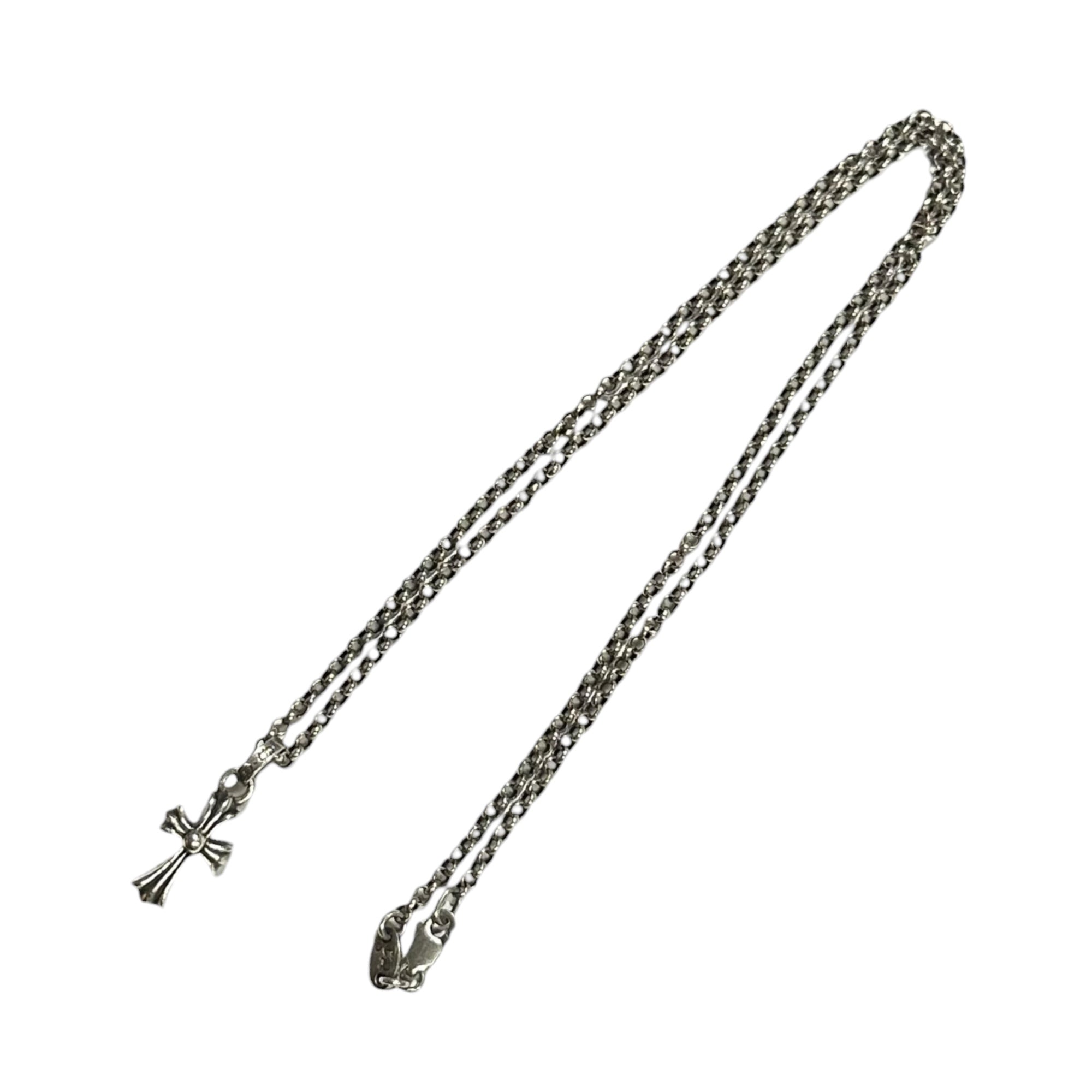 CHROME HEARTS(クロムハーツ) CH CROSS BABY FAT CHARM w/ ROLL CHAIN 18" CHクロス ベイビー ファット ＆ ロールチェーン 18インチ シルバー