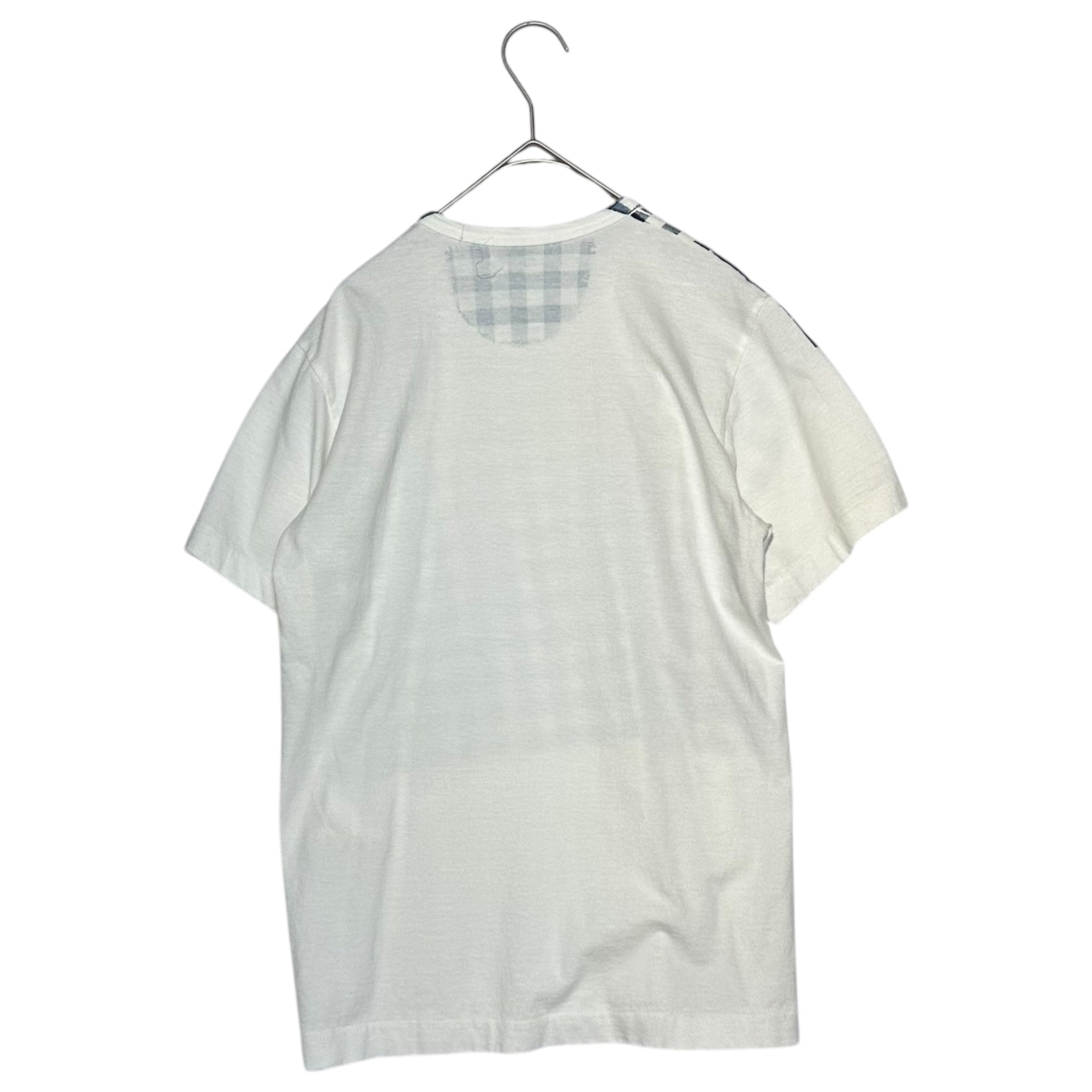 robe de chambre COMME des GARCONS(ローブドシャンブルコムデギャルソン) 99SS Screen Print Gingham Check S/S T-Shirt スクリーン プリント ギンガム チェック 半袖 Tシャツ RT-100150 表記無(M程度) ホワイト×ネイビー AD1998 90's 90年代 ヴィンテージ