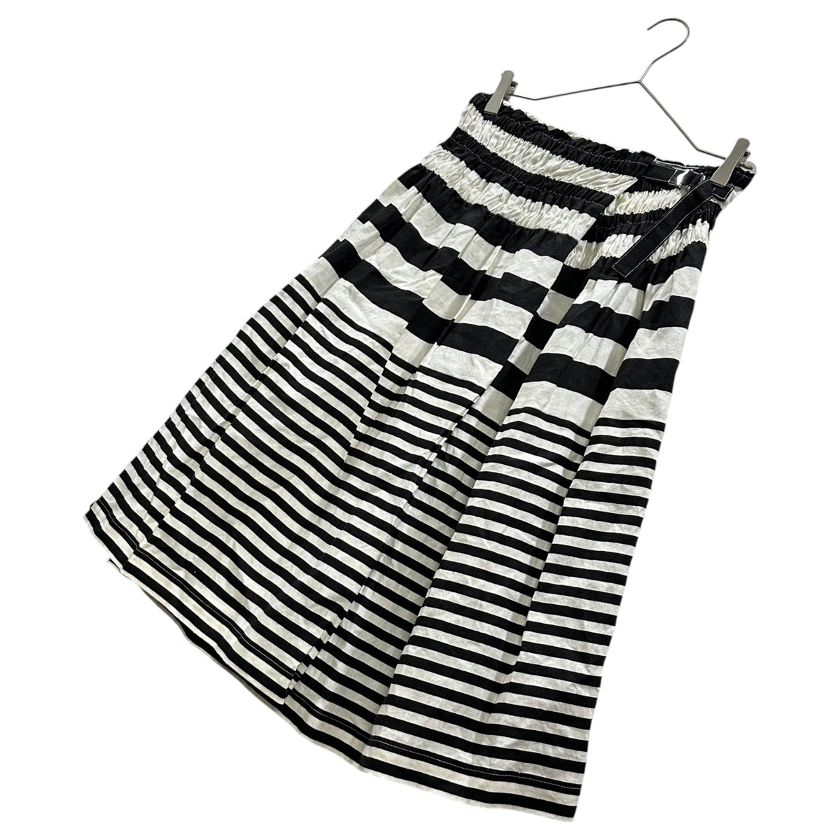 JUNYA WATANABE COMME des GARCONS(ジュンヤワタナベコムデギャルソン) Waist Belt Border Panel Easy Skirt ウエストベルト 切替 ボーダー イージー スカート JS-100600 FREE ホワイト×ブラック AD2000 00s アーカイブ