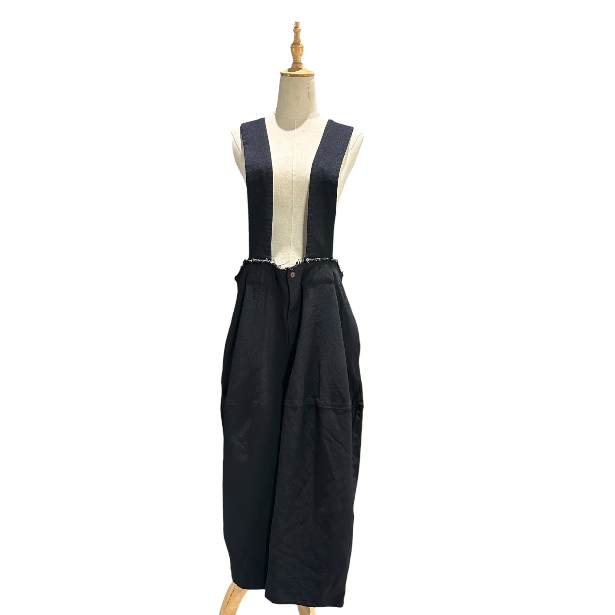 COMME des GARCONS COMME des GARCONS(コムデギャルソンコムデギャルソン) 2019AW Cut-off polyester suspender pants 断ち切り ポリエステル 吊りパンツ RD-UC01 S ブラック AD2019 サスペンダー
