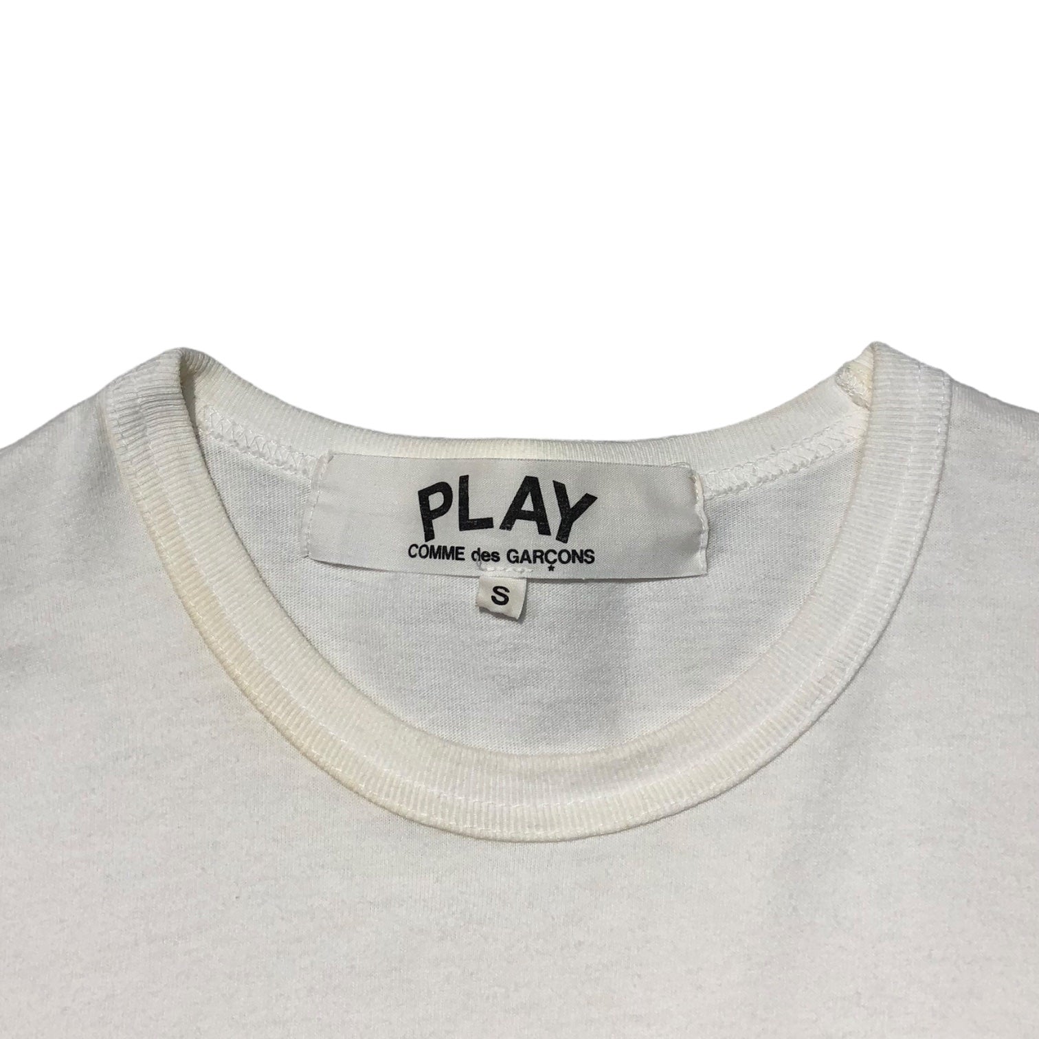 PLAY COMME des GARCONS(プレイコムデギャルソン) "PLAY" logo Tシャツ  AZ-T048 S ホワイト×グリーン AD2006 半袖ロゴ