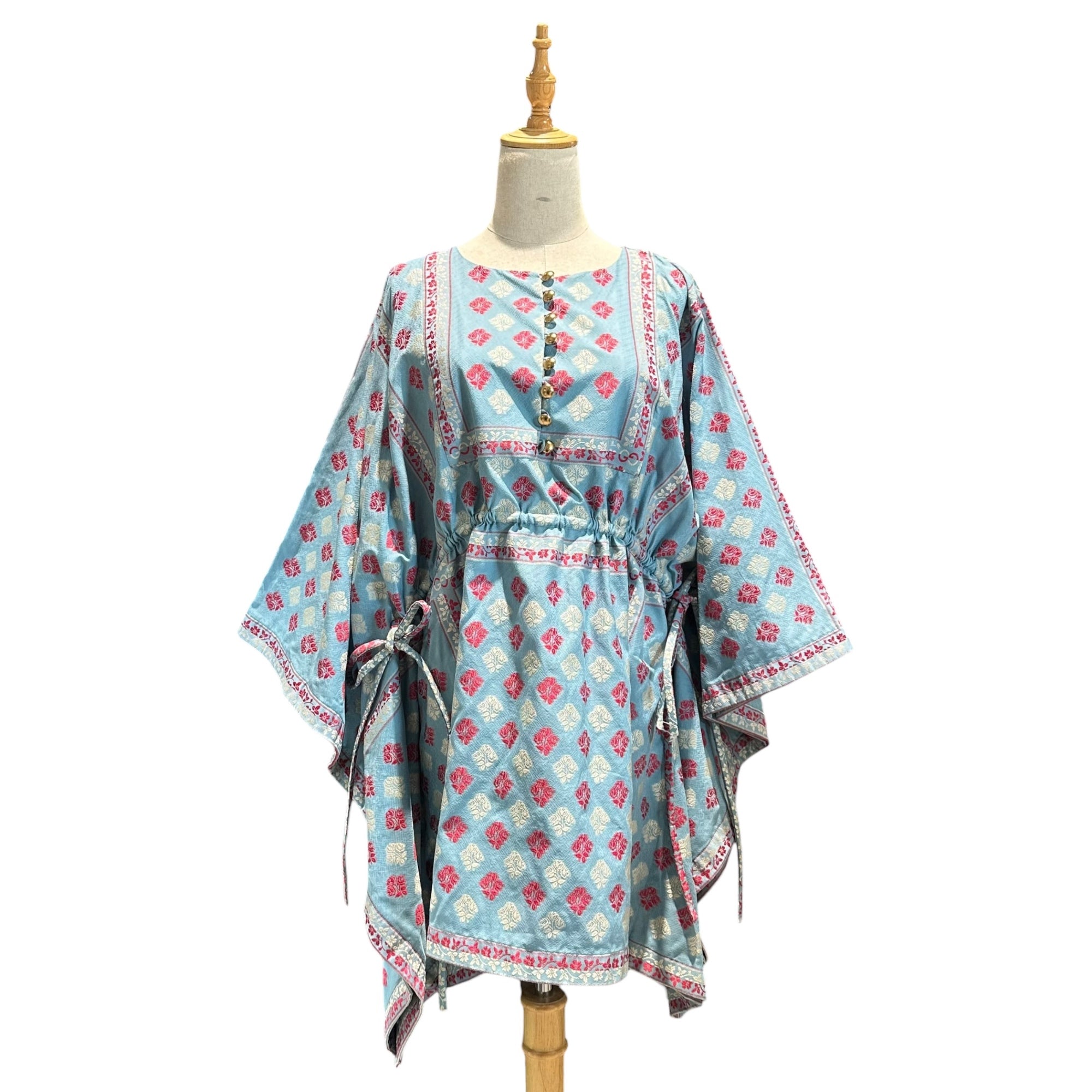 GUCCI(グッチ) 20SS All-over print embroidered caftan dress 総柄 刺繍 カフタンドレス 627309 ZAD90 4778 40(L程度) ライトブルー×レッド×ホワイト