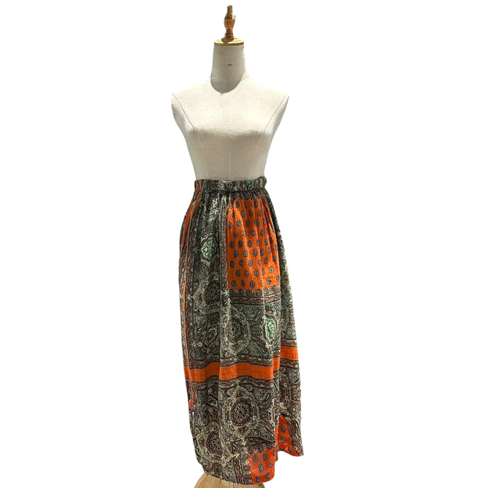 COMME des GARCONS(コムデギャルソン) 1990's Scarf-Print Wool Easy Skirt スカーフ プリント ウール イージー スカート GS-040100 FREE オレンジ AD表記薄れ 90s