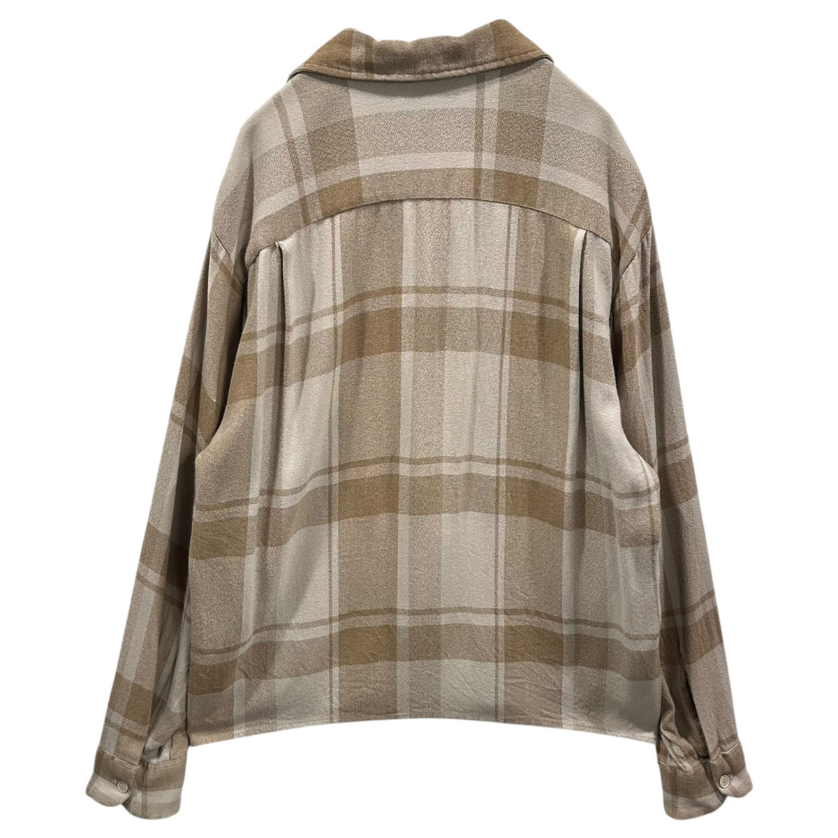 TOWNCRAFT Plus(タウンクラフトプラス) 1960's Ombre Check Rayon Gabardine Open Collar Shirt オンブレ チェック レーヨンギャバジン オープンカラー シャツ M ベージュ×ブラウン 60年代後半 ヴィンテージ 開襟