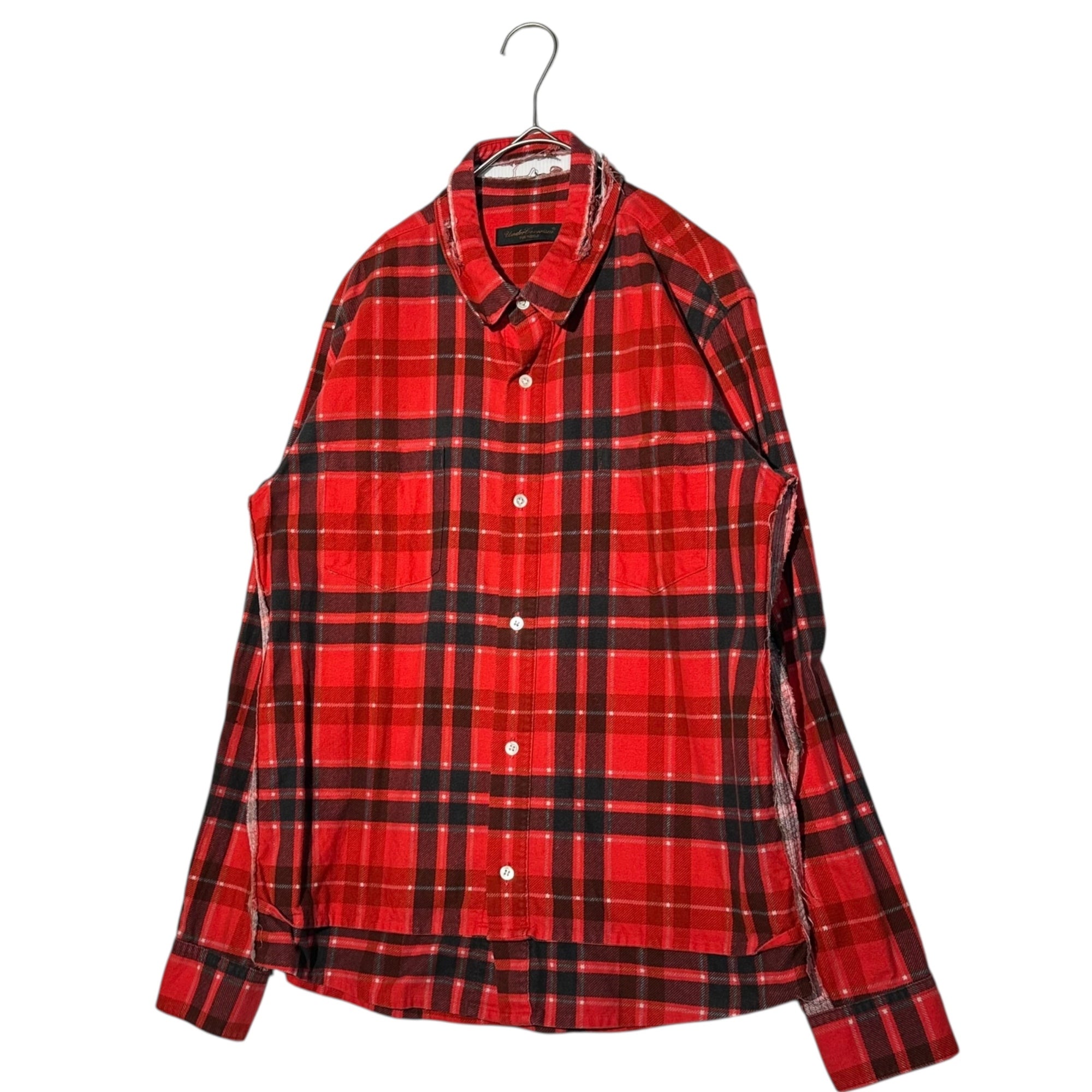 UNDERCOVERISM(アンダーカバイズム) 03SS SCAB Crushed L/S flannel shirt クラッシュ加工 長袖 ネルシャツ U218 M レッド
