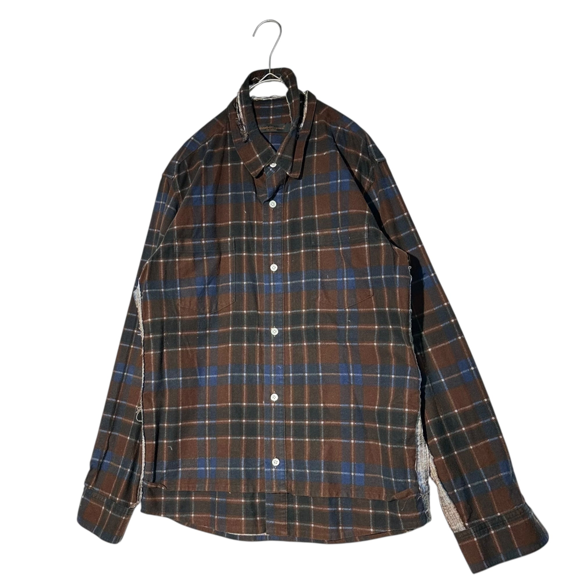 UNDERCOVERISM(アンダーカバイズム) 03SS SCAB Crushed L/S flannel shirt クラッシュ加工 長袖 ネルシャツ U218 M ブラウン×ネイビー