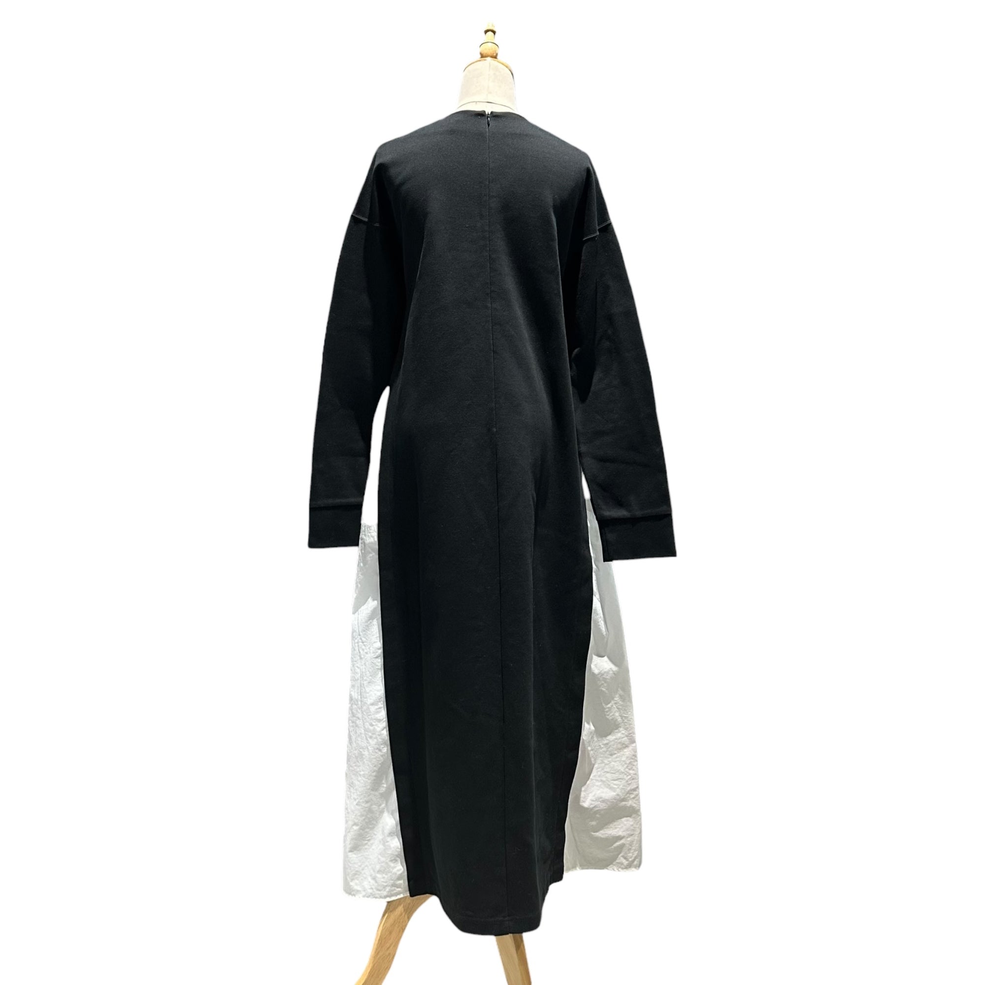 UN3D.(アンスリード) Front-Print Paneled Dress フロント プリント 切替 ワンピース 522110300301-01 38(M) ブラック×ホワイト