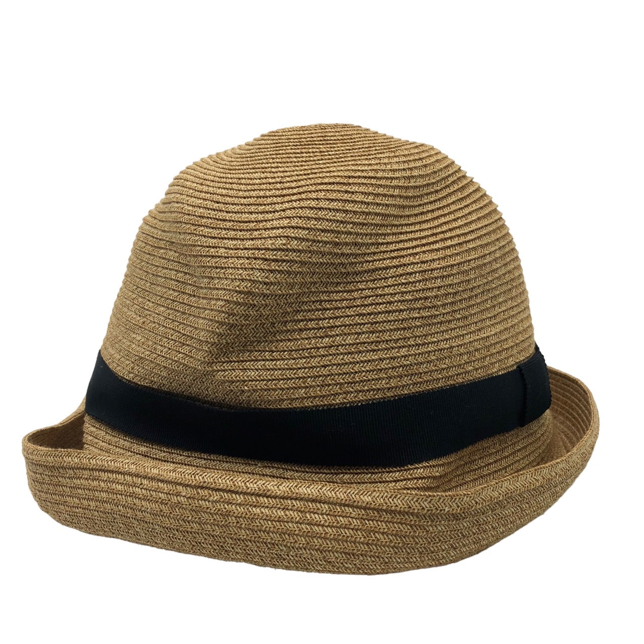 mature ha.(マチュアーハ) BOXED HAT 7cm brim grosgrain ribbon/ボックスハット SIZE M ナチュラル 箱付 定価19,800円(税込)