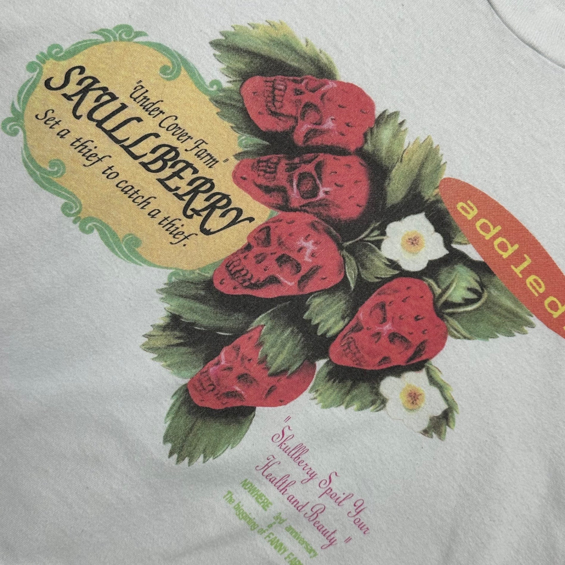 UNDERCOVER(アンダーカバー) 1996's NOWHERE 3rd anniversary Skull Berry Tee ノーウェア 3周年記念 スカルベリー Ｔシャツ 表記無(L程度) ホワイト 90's 90年代 FANNY FARM