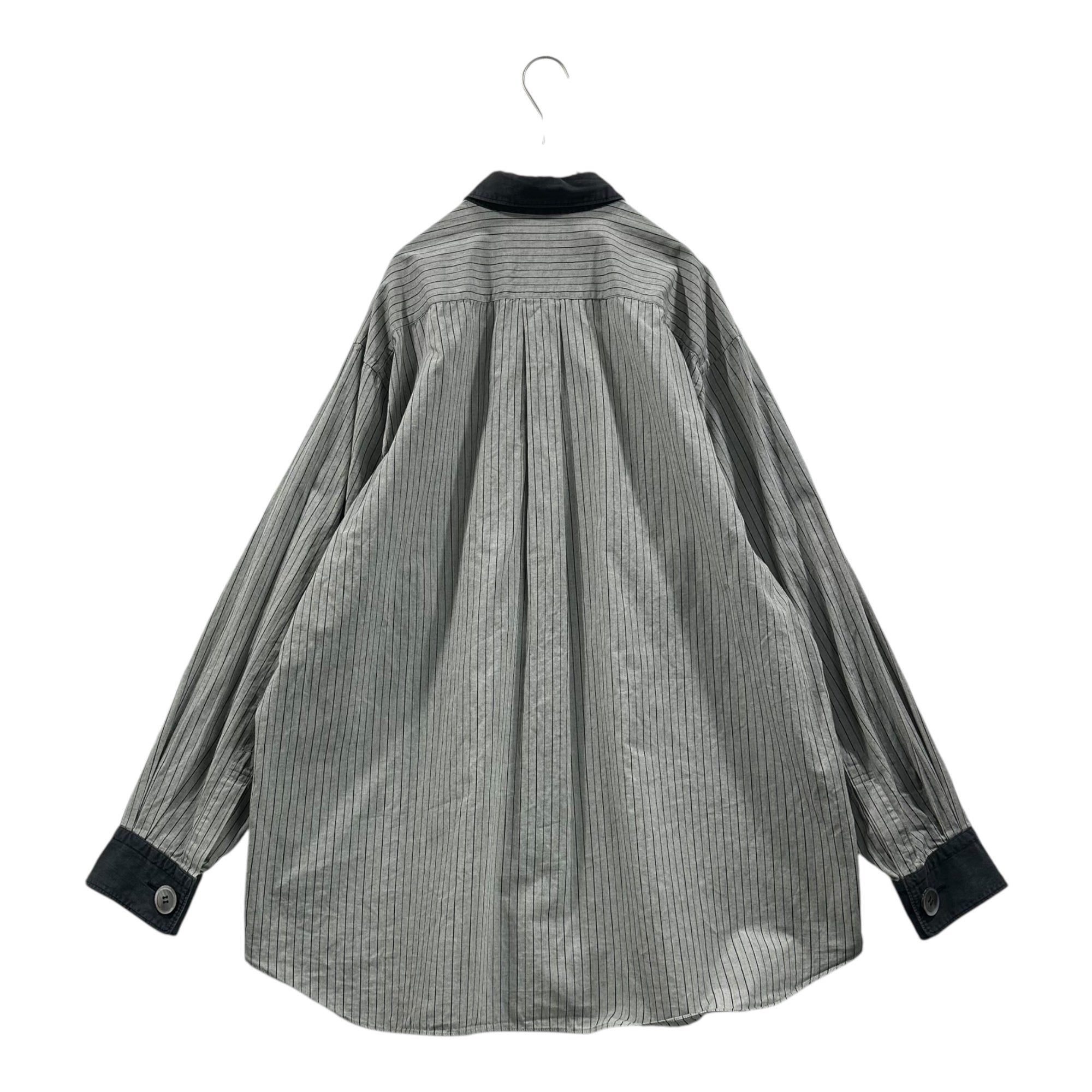 COMME des GARCONS HOMME(コムデギャルソンオム) 80's Crescendo Button Stripe Shirt 本人期 クレッシェンド ボタン ストライプ シャツ HB-080050 表記無(L程度) グレー 80年代 アーカイブ ヴィンテージ 川久保玲 デカボタン グラデーション