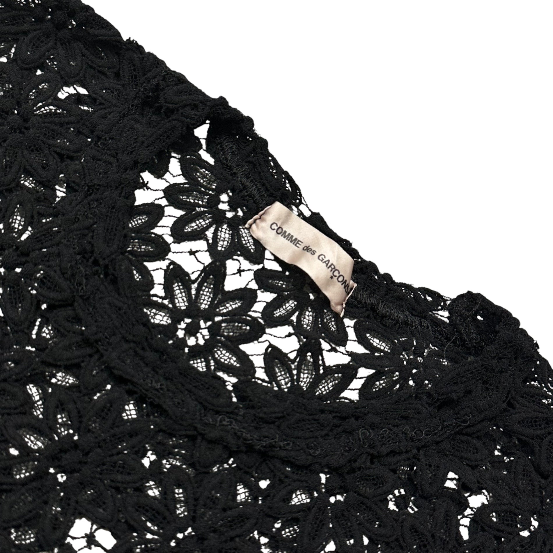 COMME des GARCONS(コムデギャルソン) 1996SS Dye-in-the-Yarn Flower Lace L/S Pullover Cut-and-Sewn Top 製品染め フラワーレース プルオーバー 長袖 カットソー GT-040140 FREE ブラック AD1995 90s アーカイブ 稀少