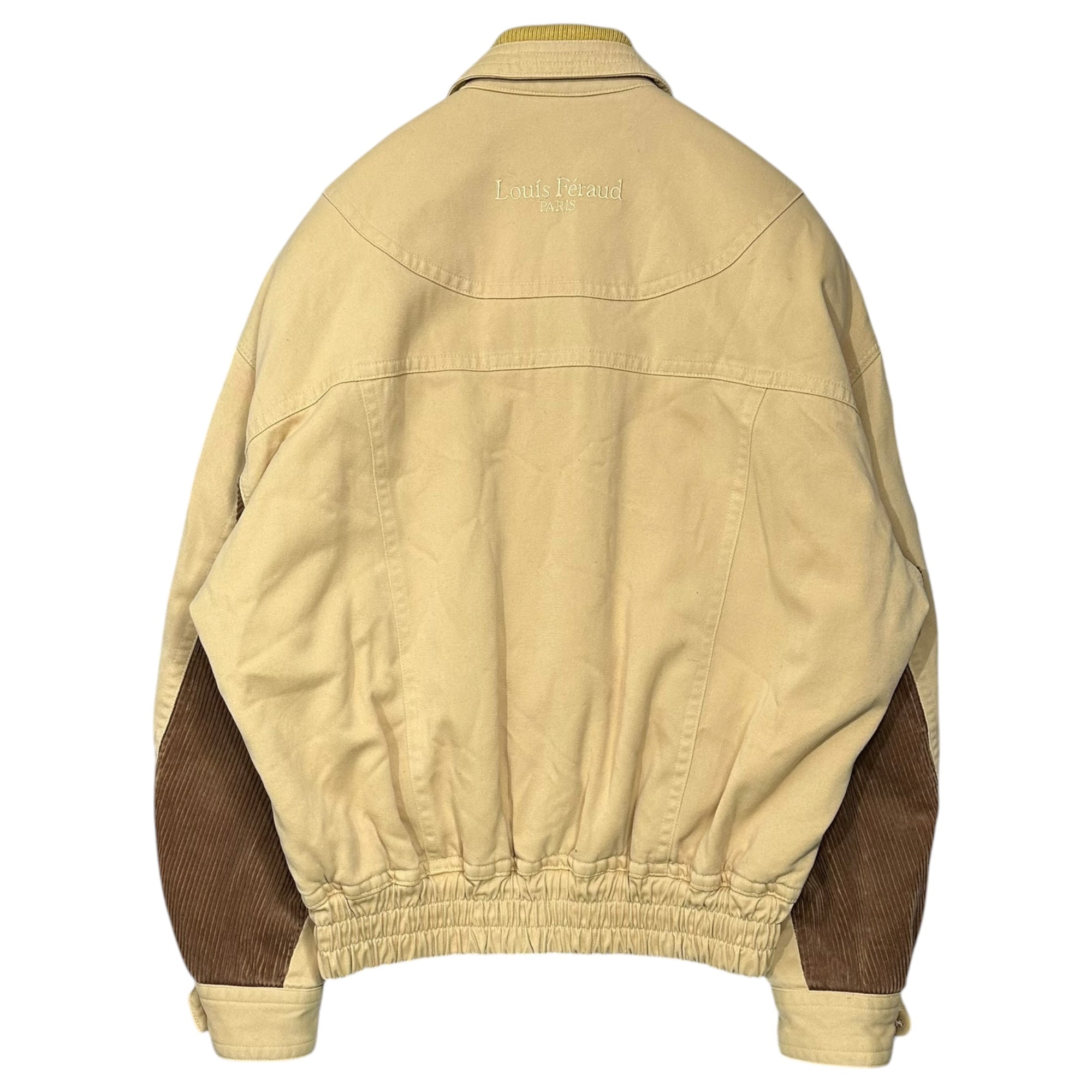 LOUIS FERAUD(ルイフェロー) 1990's Archive corduroy Fireman Jacket アーカイブ コーデュロイ 切替 ファイヤーマン ジャケット 表記無(L程度) イエロー×ブラウン 推定90年代
