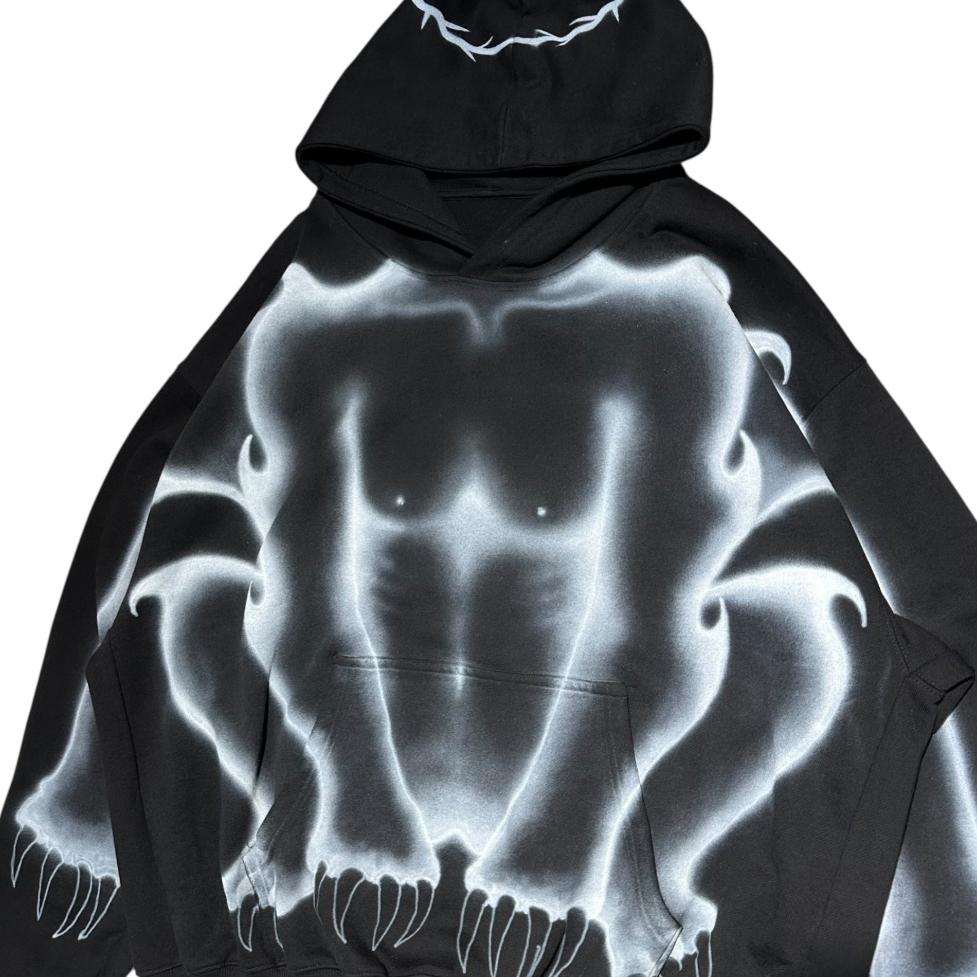KARL UNI(カールユニ) Spray Art Pullover Hoodie スプレーアート プルオーバー フーディー パーカー XXL ブラック