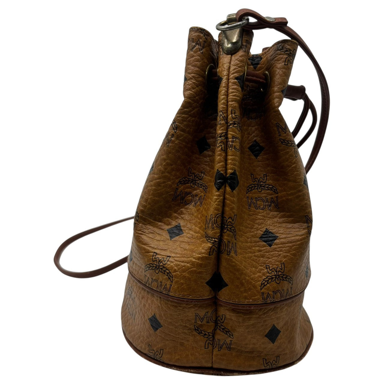 MCM(エムシーエム) Mini Drawstring Shoulder Pouch ミニ 巾着型 ショルダー ポーチ バッグ ブラウン