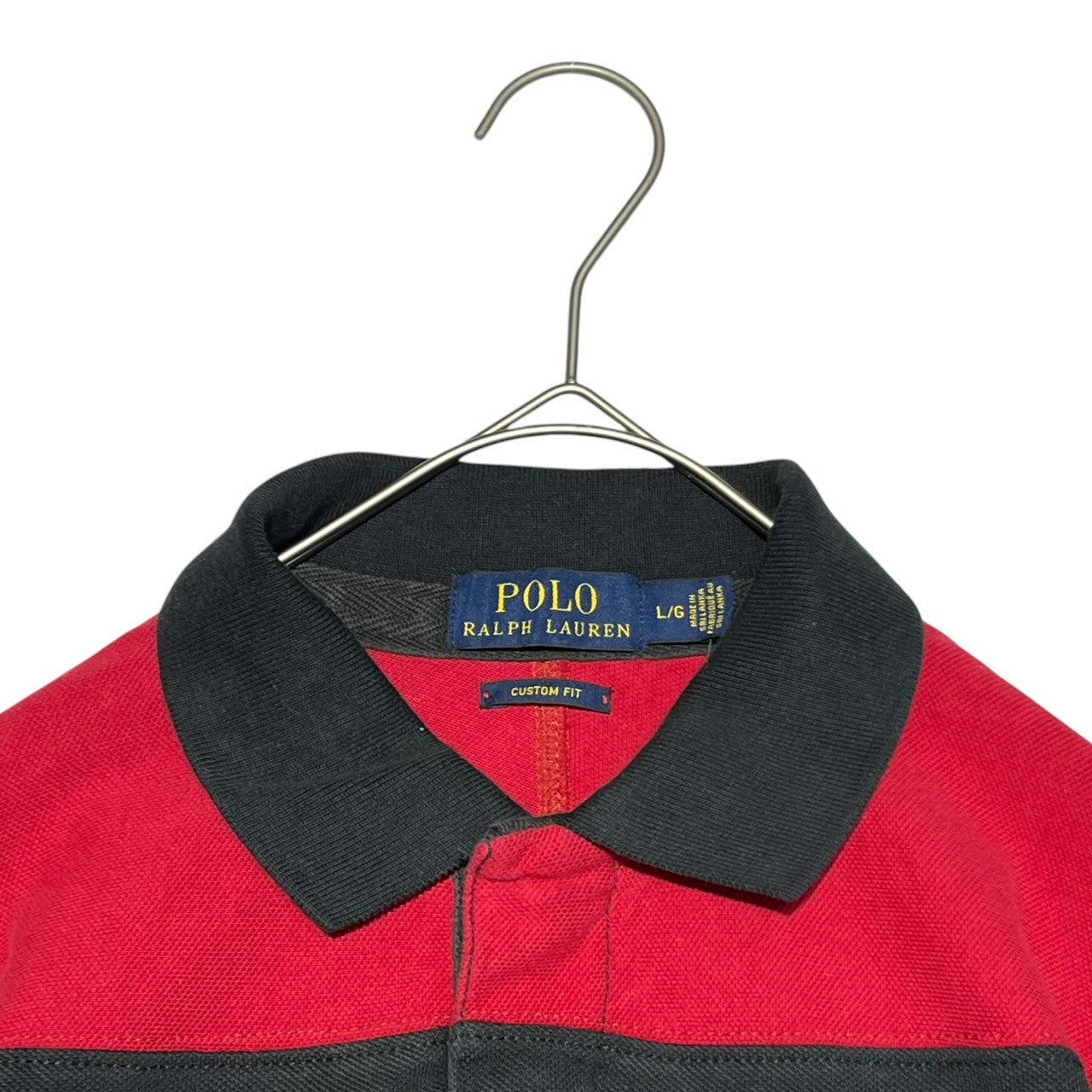 POLO RALPH LAUREN(ポロラルフローレン) P Wing Patch Pique Polo Shirt P ウィング ワッペン 鹿の子 ポロシャツ L ブラック×レッド