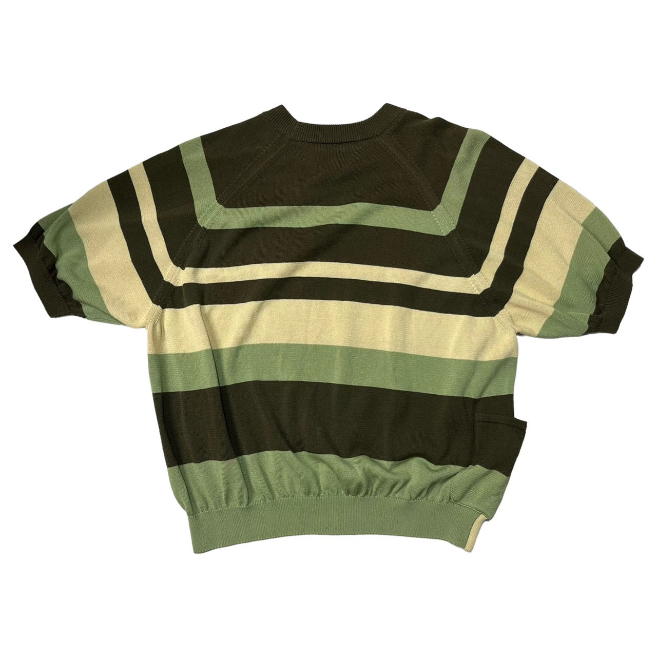 SUNSEA(サンシー) 20SS CLIFs Border Sweater/ボーダーセーター/半袖 20S51 SIZE 2(M) ベージュ×カーキ×ライトグリーン