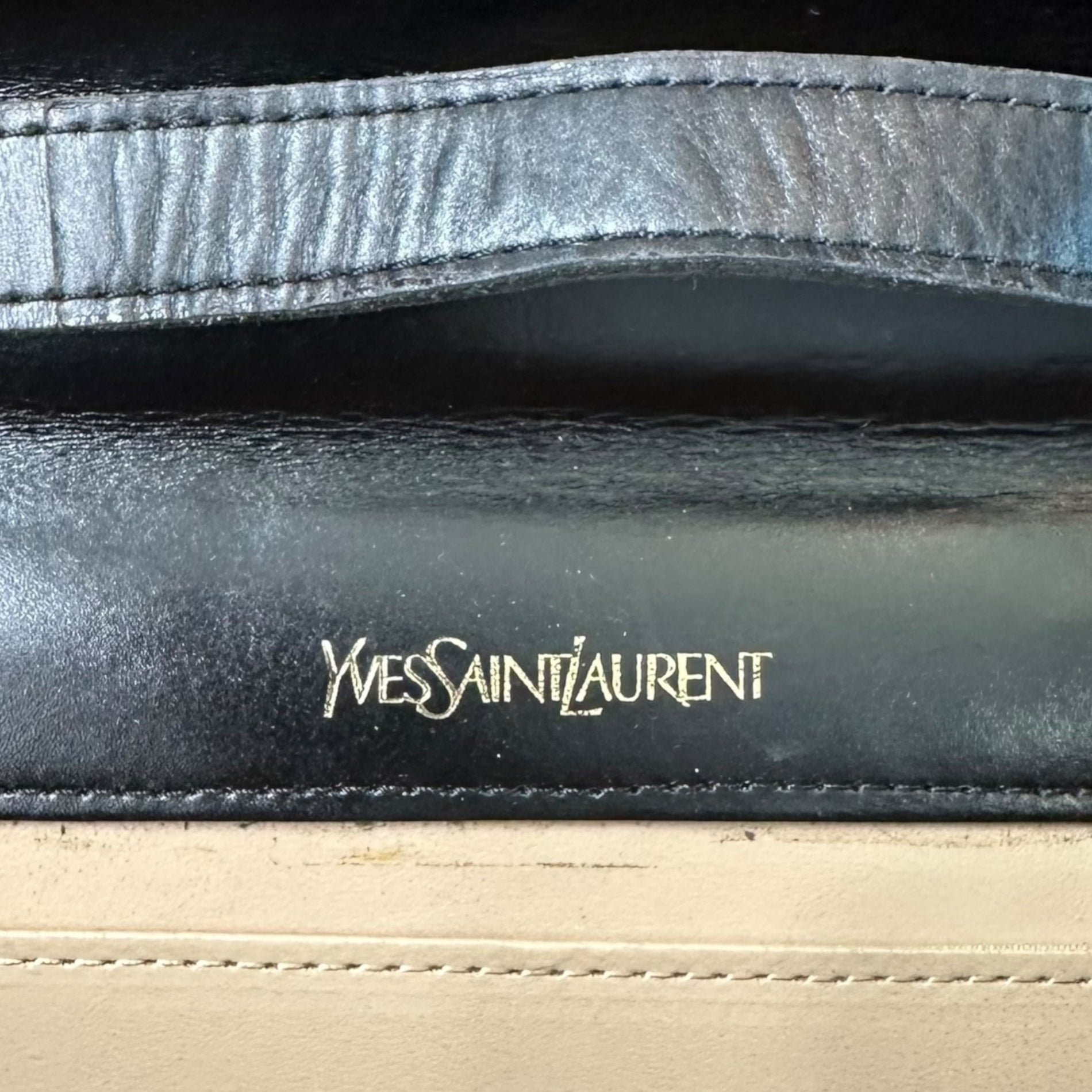 YVES SAINT LAURENT(イヴサンローラン) Intrecciato Leather Shoulder Bag イントレチャート レザー ショルダー バッグ ブラウン×ブラック ヴィンテージ