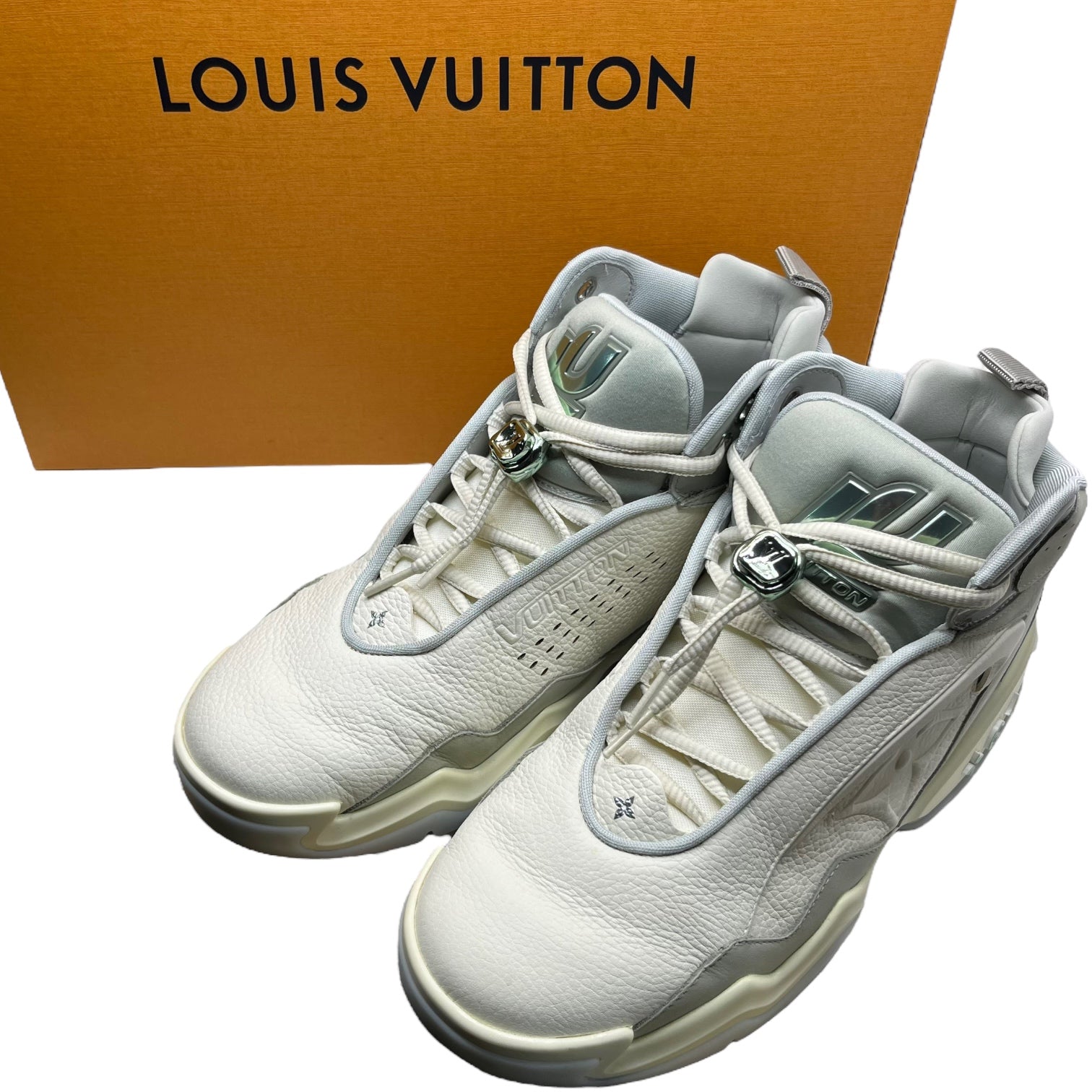 LOUIS VUITTON(ルイヴィトン) 23AW Lv Trainer 2 Sneaker "Gris LV トレーナー 2 ライン スニーカー GO 0263 8 1/2(27.5cm程度) ホワイト×グレー ハイカット