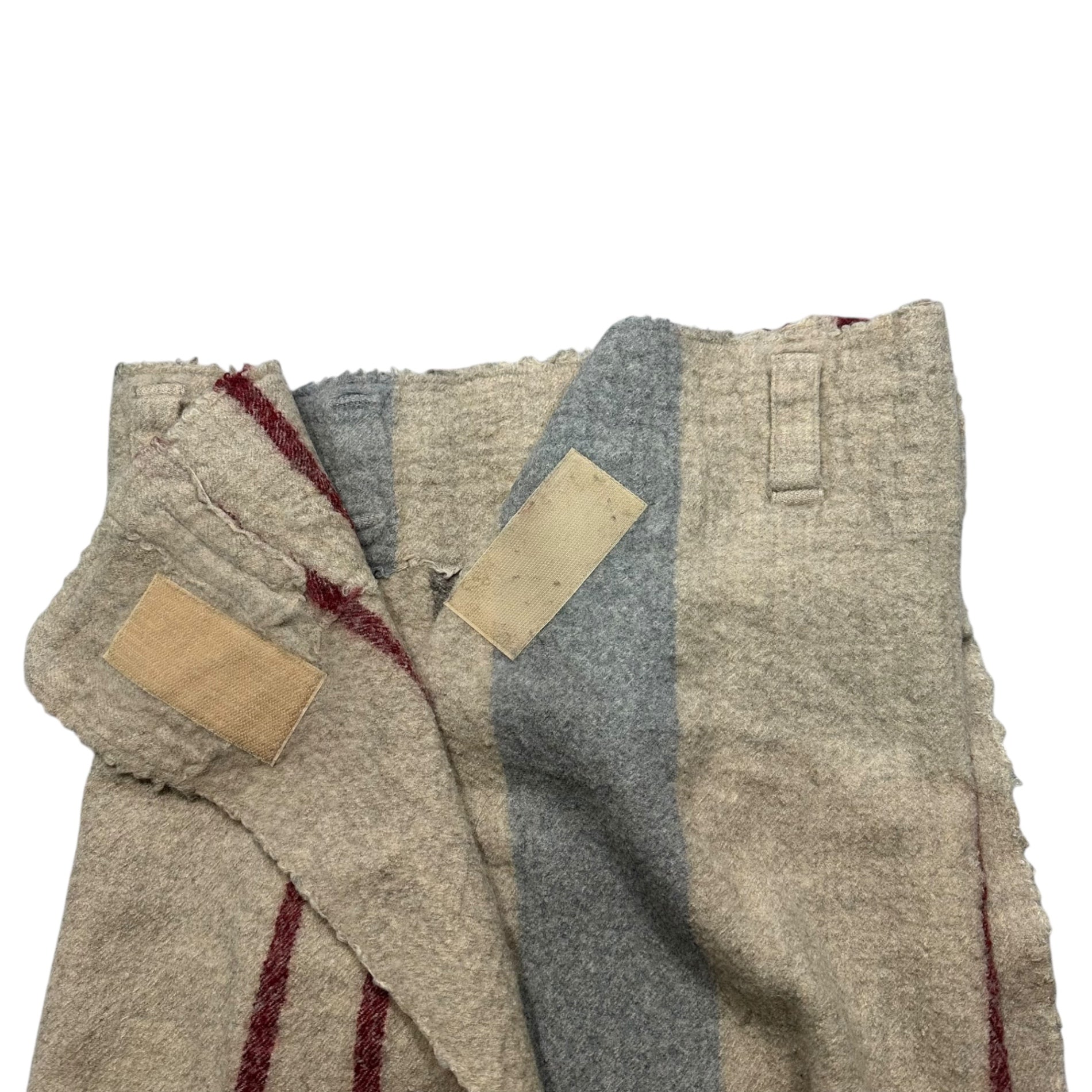 Y's Red Label(ワイズレッドレーベル) Random Stripe Wool Wrap Skirt ランダム ストライプ ウール 巻き スカート YB-S51-154 3(L程度) ベージュ×レッド×グレー ヨウジヤマモト