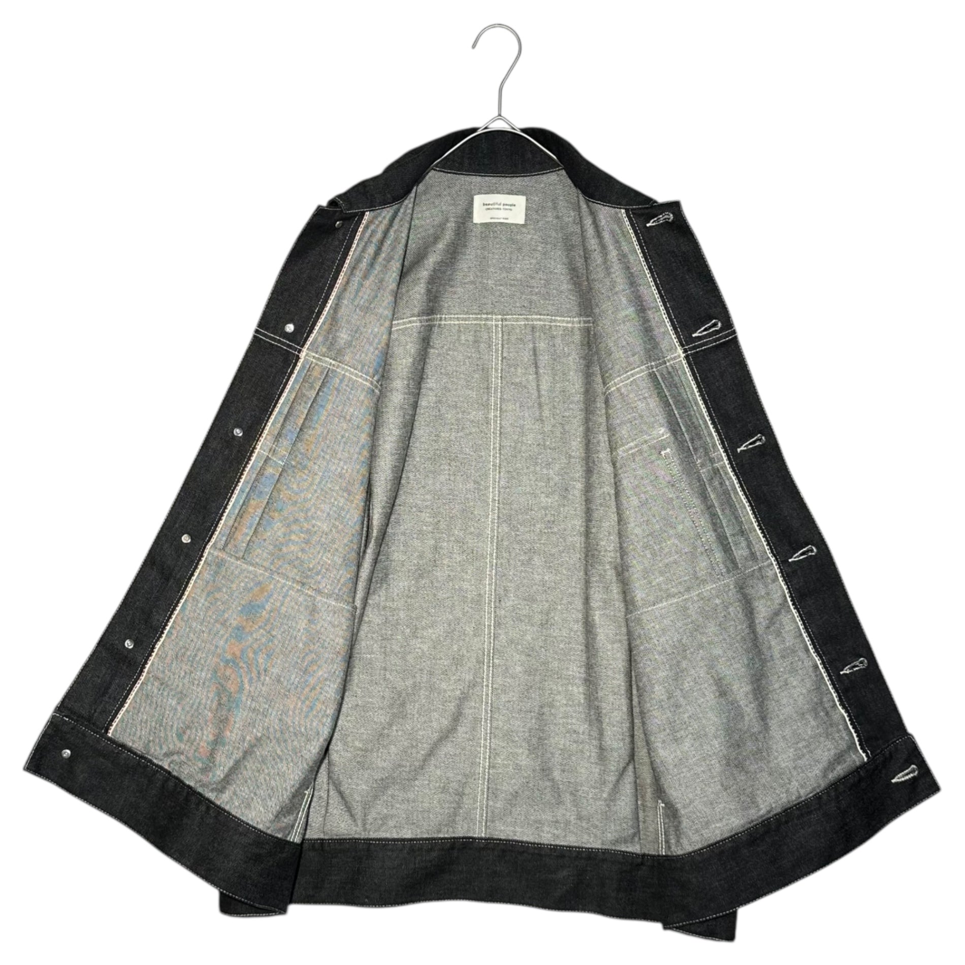 beautiful people(ビューティフルピープル) selvedge denim big blouson セルビッジ デニム ビッグ ブルゾン 1000102018 36 ブラック オーバーサイズ 1st ジャケット トラッカー