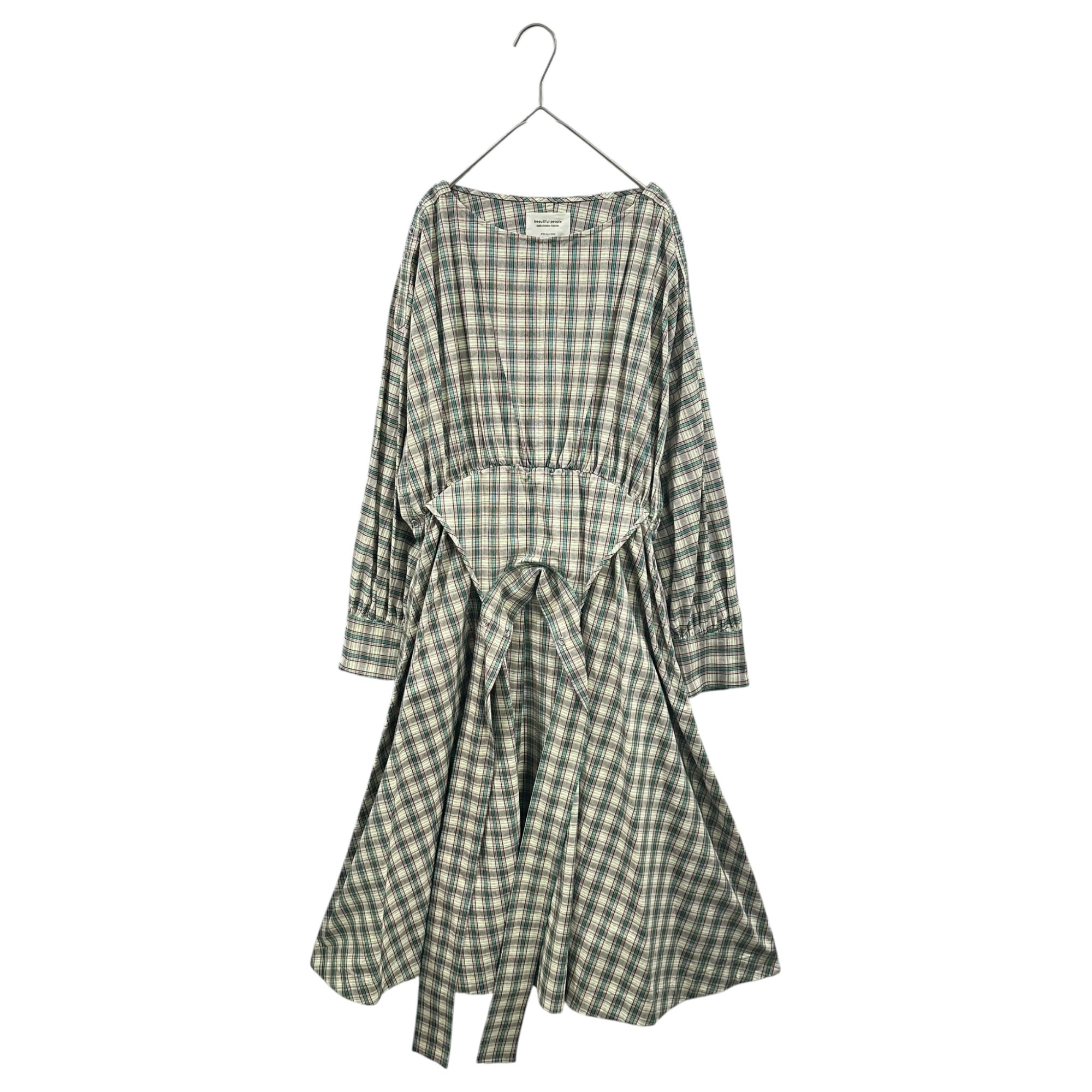 beautiful people(ビューティフルピープル) 2021AW double-end tartan ox dolman sleeve dress ダブル エンド タータン チェック オックス ドルマンスリーブ ワンピース 1145104001 36(S) イエロー×グリーン×ピンク 参考定価75,900円(税込)
