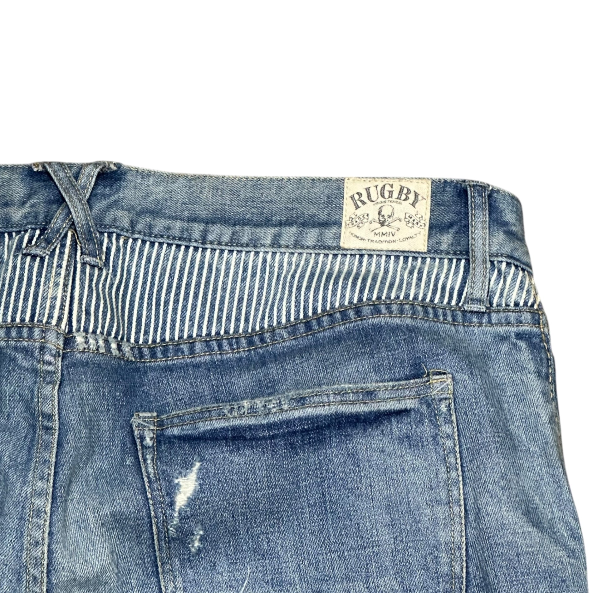RALPH LAUREN RUGBY(ラルフローレンラグビー) Damage Repair Vintage-Washed Denim Pants ダメージ リペア ヴィンテージ加工 デニム パンツ W29 ライトインディゴ