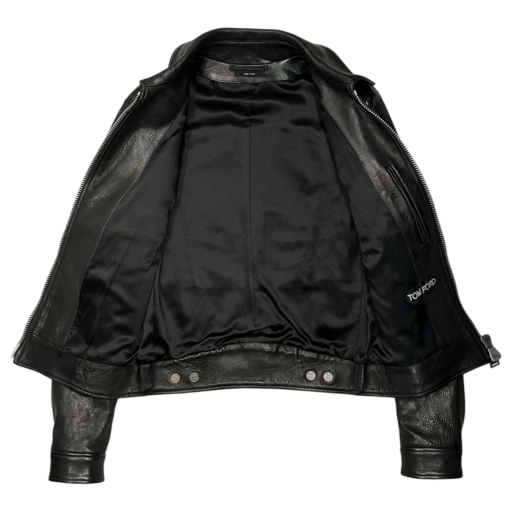 TOM FORD(トムフォード) Zip-Up Leather Jacket ジップアップ レザー ジャケット TFL467 44 ブラック