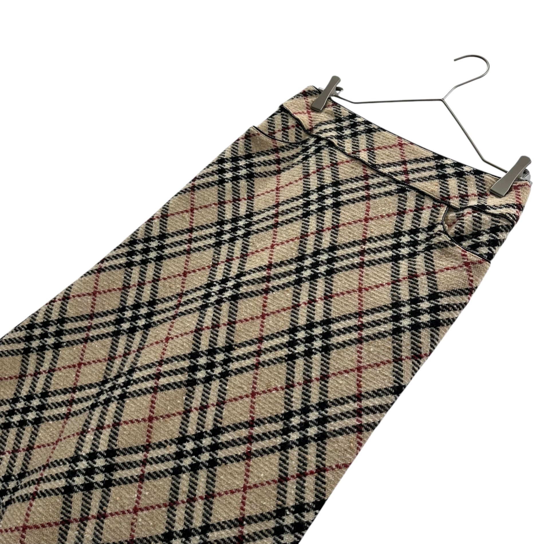 BURBERRY LONDON(バーバリーロンドン) Old Nova Check Wool Long Skirt オールド ノヴァ チェック ウール ロング スカート FX036-090 38(M) ベージュ×ブラック×レッド
