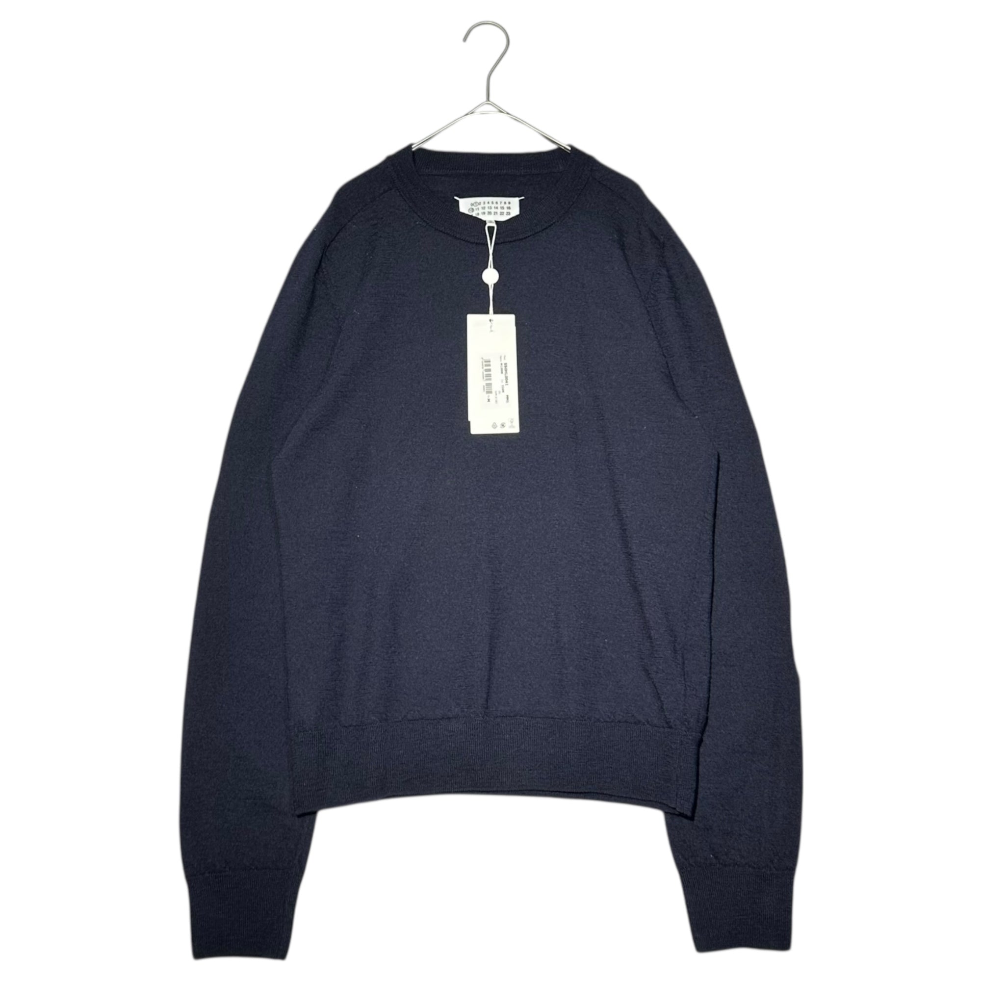 MAISON MARGIELA(メゾンマルジェラ) 25SS ELBOW PATCH WOOL SWEATER エルボー パッチ ウール セーター ニット  S50HL0041 M ネイビー×ブラウン