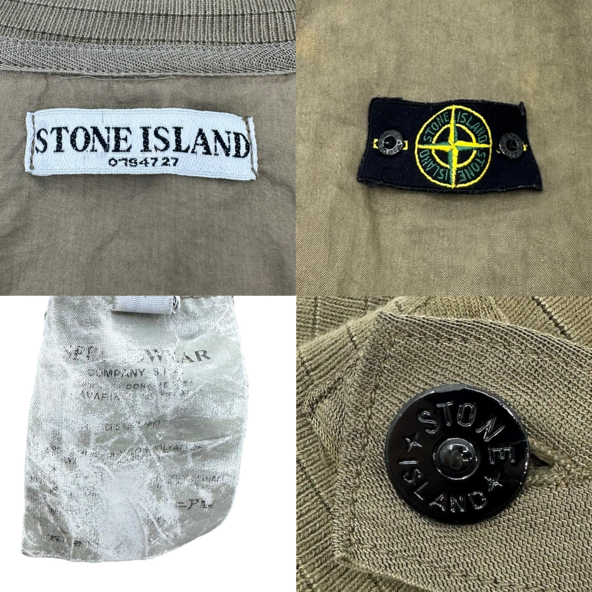STONE ISLAND(ストーンアイランド) 04SS US NAVY G8 Sampling Zip-up Lion Flax Blouson Jacket G8 サンプリング ジップアップ リネン ブルゾン M カーキ アーカイブ稀少品