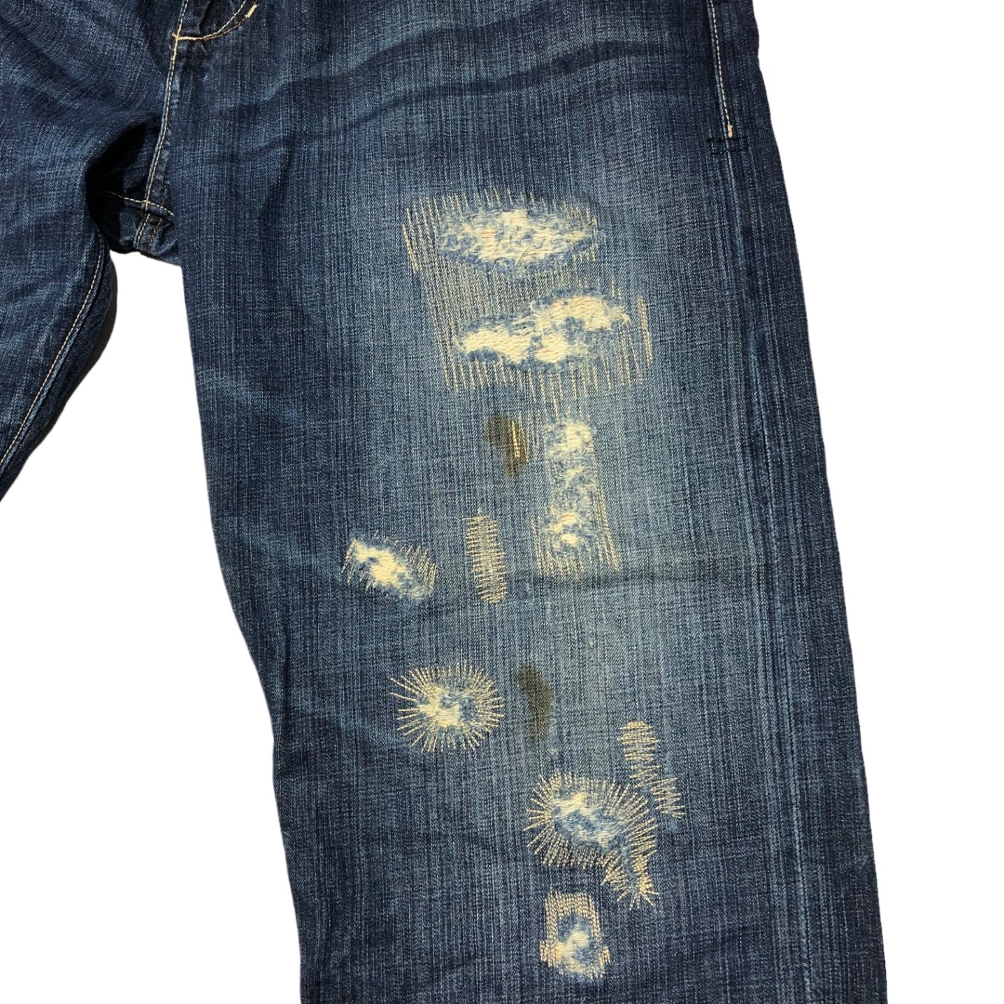 SEAN JOHN(ショーンジョン) 00's Vintage processed baggy denim pants ヴィンテージ加工 バギー デニム パンツ 42 インディゴ Y2K ヒップホップ スタッズ