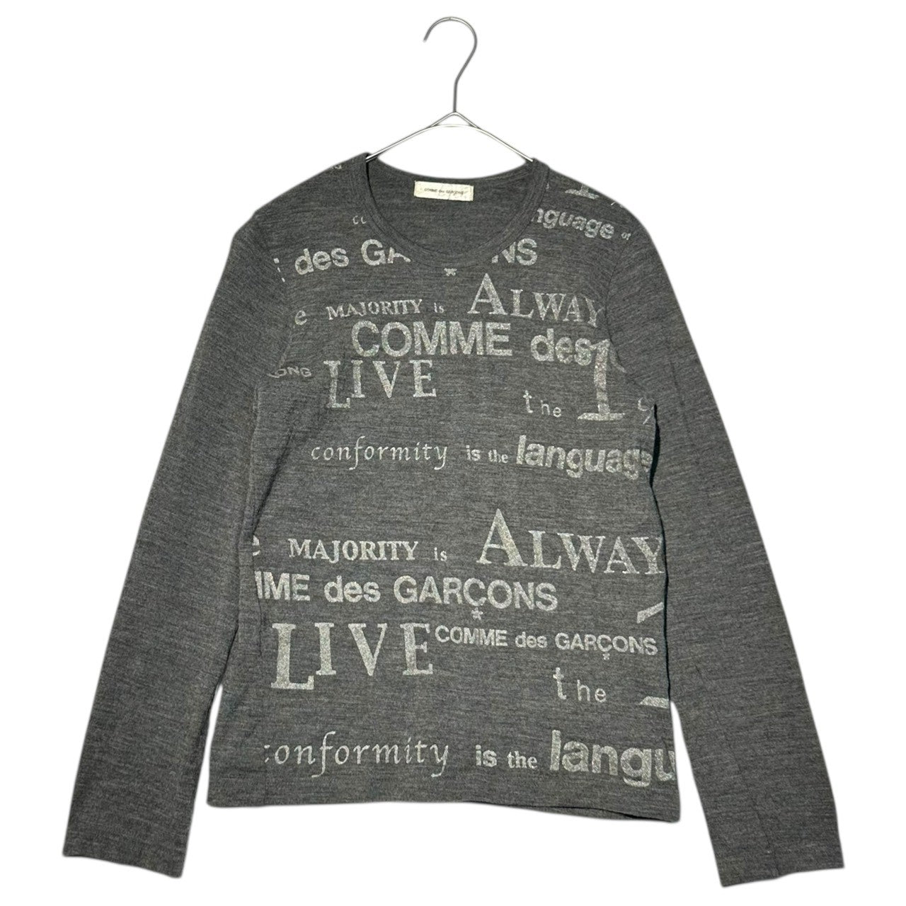 COMME des GARCONS(コムデギャルソン) 03AW  Lamé brand logo wool top ラメ ブランド ロゴ ウール カットソー GK-T038 表記無(M程度) グレー AD2003