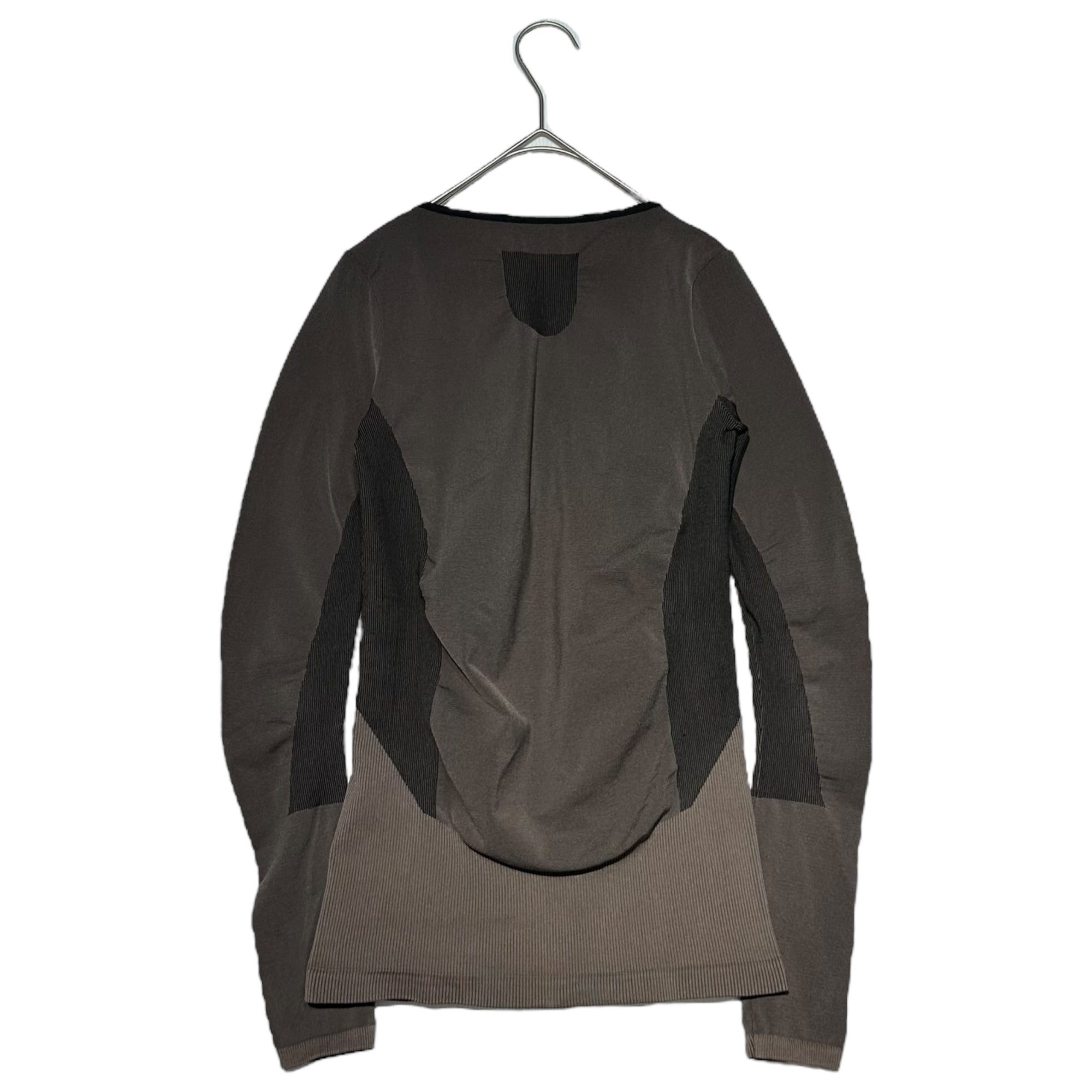 MARITHE FRANCOIS GIRBAUD(マリテフランソワジルボー) 00's Stretch long-sleeved cut and sewn ストレッチ 長袖 カットソー F7-6096 M ブラウン×ブラック