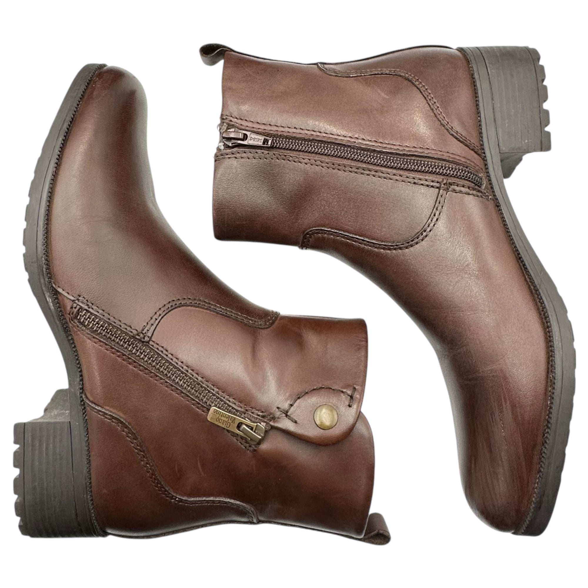 GIANO VALENTINO(ジアーノバレンティノ) Side Zip Short Boots サイドジップ ショート ブーツ 38 ブラウン