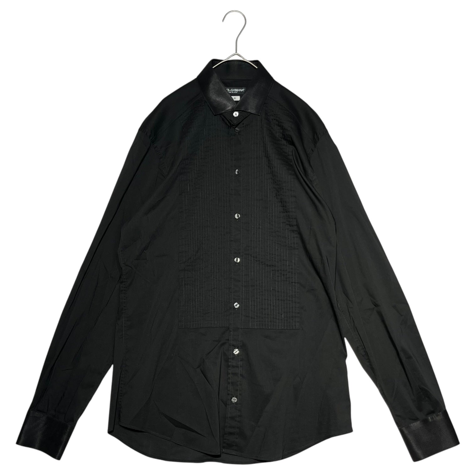 DOLCE&GABBANA(ドルチェ&ガッバーナドルガバ) gathered front bezam shirt フロント ギャザー ブザム シャツ G5685T/FU5E4 40 ブラック