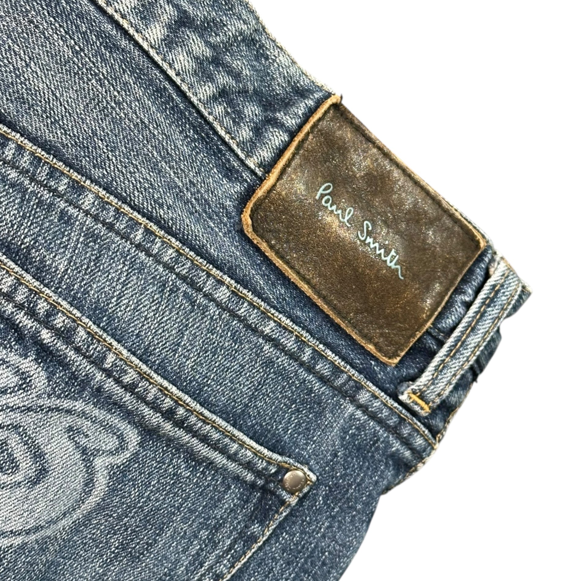 Paul Smith JEANS(ポールスミスジーンズ) 00's Logo Print Semi-Flared Denim Pants ロゴ プリント セミフレア デニム パンツ 34 ライトインディゴ Y2K