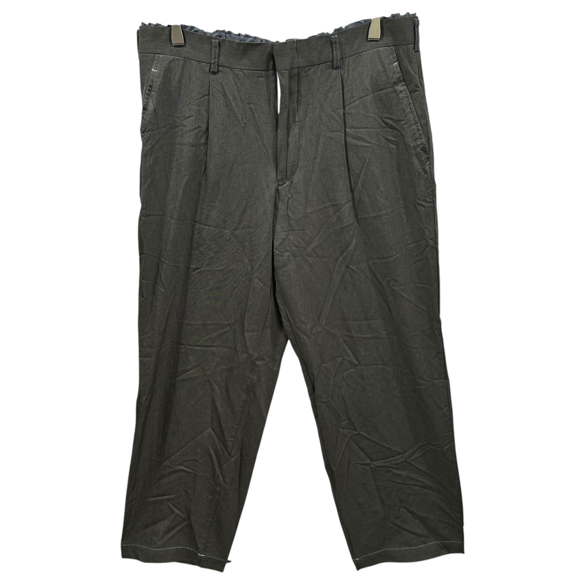 COMME des GARCONS HOMME PLUS(コムデギャルソンオムプリュス) 1999SS Garment-Dyed Back-Ruffle Slacks 製品 染め 裏 フリル スラックス PP-10025L L グレー×ネイビー AD1998 90s アーカイブ フリル期 シークレットトレジャー