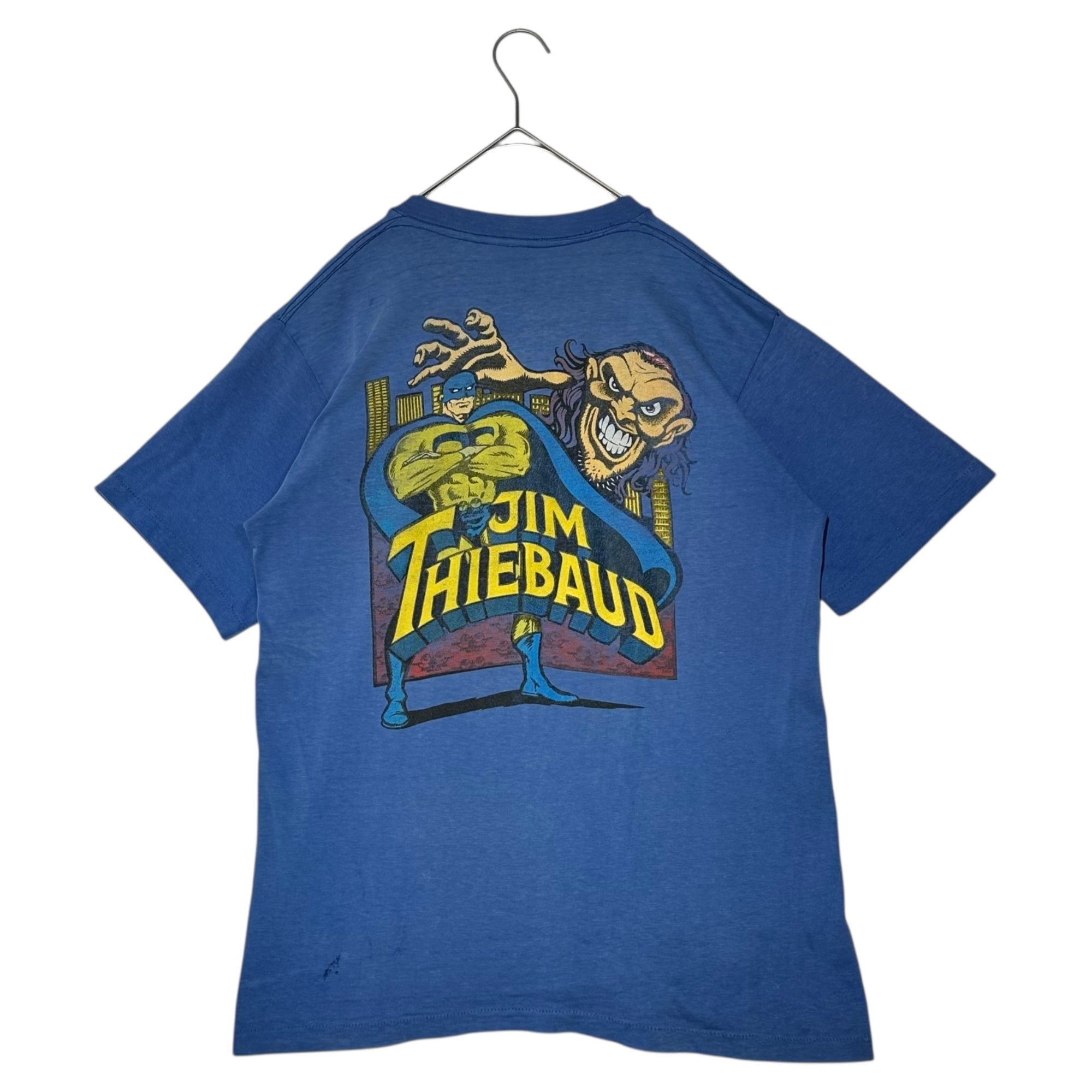 SANTA CRUZ(サンタクルーズ) 80's USA made "JIM THIEBAUD" T-Shirt ジム ティボー Tシャツ L ブルー 80年代 ヴィンテージ オールドスケート