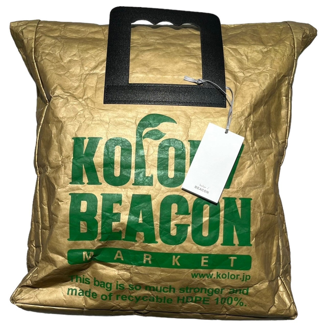 kolor BEACON(カラー ビーコン) 22SS paper-like tote bag 紙袋 ロゴ トート バッグ 22SBM-A03533 ブラウン×グリーン