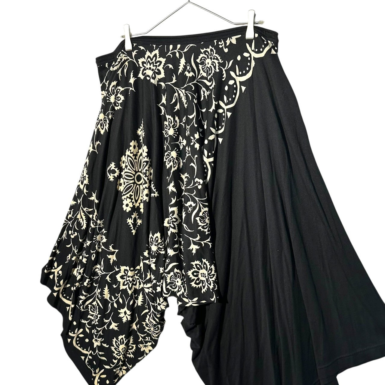 Y's(ワイズ) 12SS Floral print sarouel hakama easy pants 花柄 サルエル 袴 イージー パンツ YB-T47-862 2(M程度) ブラック×ホワイト