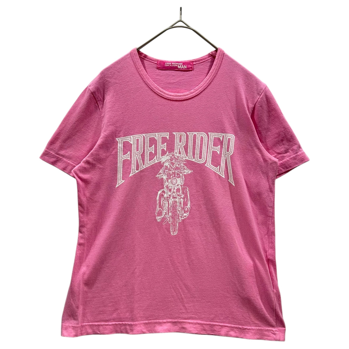 COMME des GARCONS JUNYA WATANABE MAN PINK(コムデギャルソンジュンヤワタナベマンピンク) 2003SS ”FREE RIDER” Graphic Tee グラフィック Tシャツ UI-T028 表記無(S程度) ピンク 00's クロス