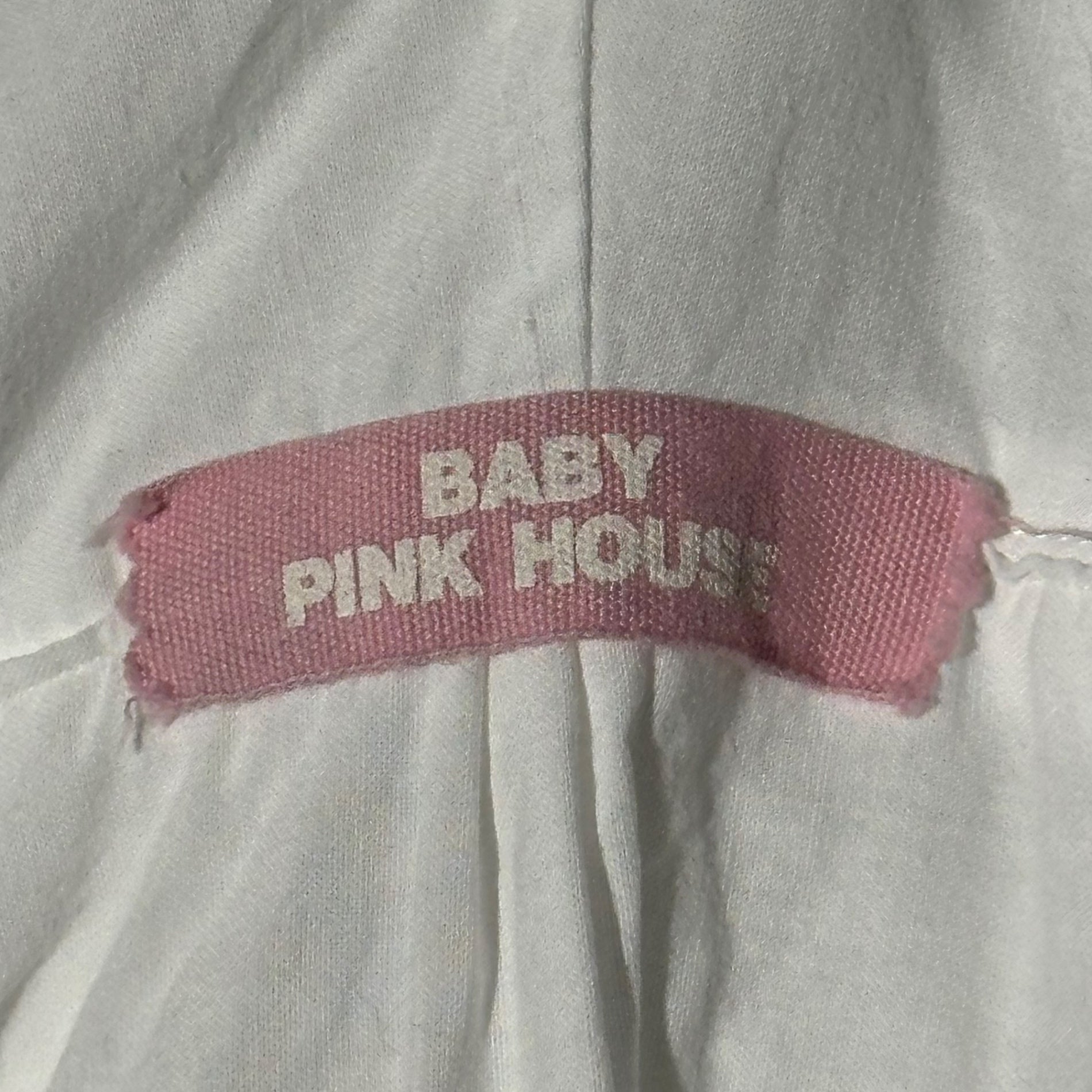 PINK HOUSE(ピンクハウス) 00's Cotton Lace Pleated Ribbon Blouse コットン レース プリーツ リボン ブラウス PO152FB26 表記無(レディースM程度) ホワイト BABY 7分袖 ロリータ